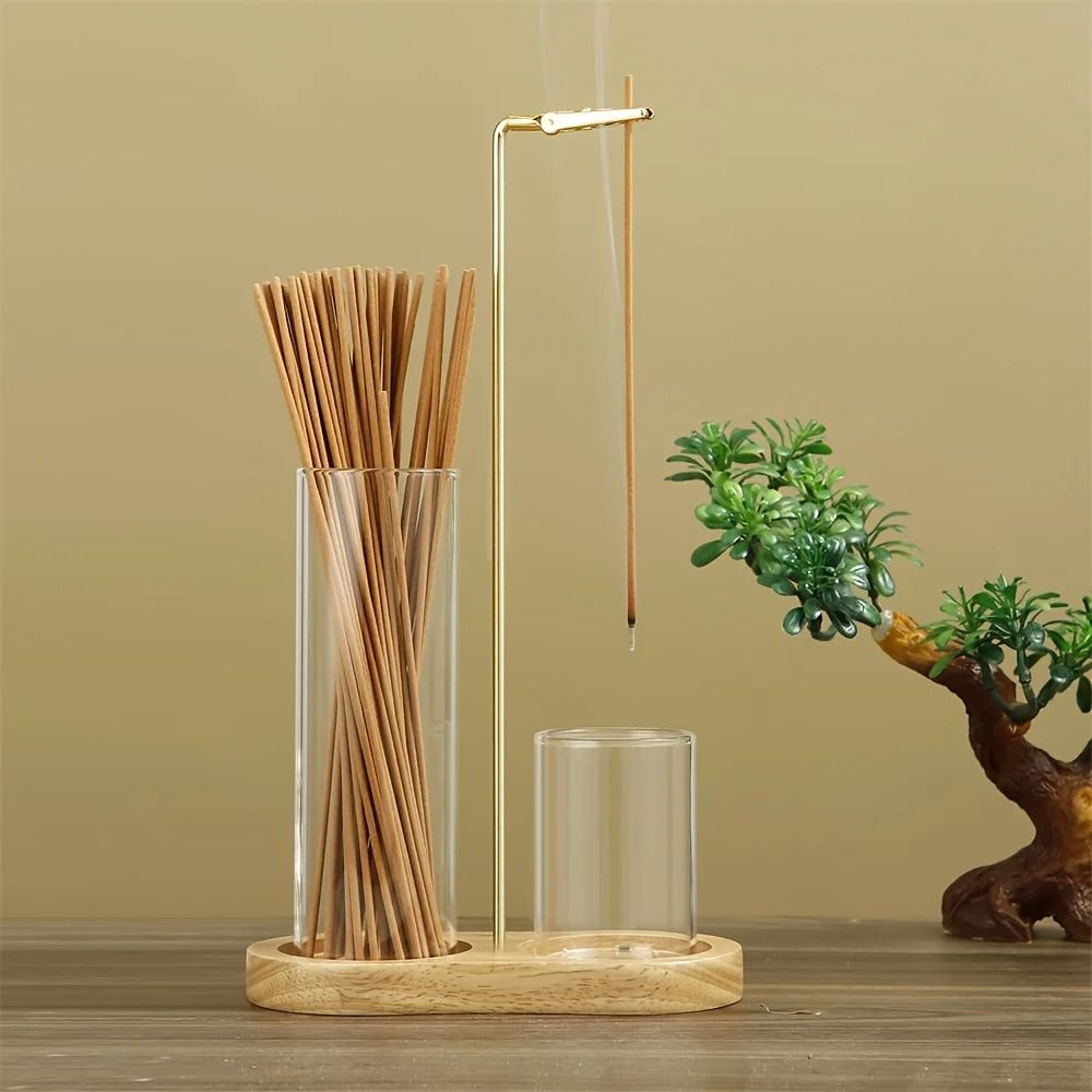 Elegant 2in1 Glass Incense  Candle Sanctuary  AntiFly Ash Modern Burner With Storage 6