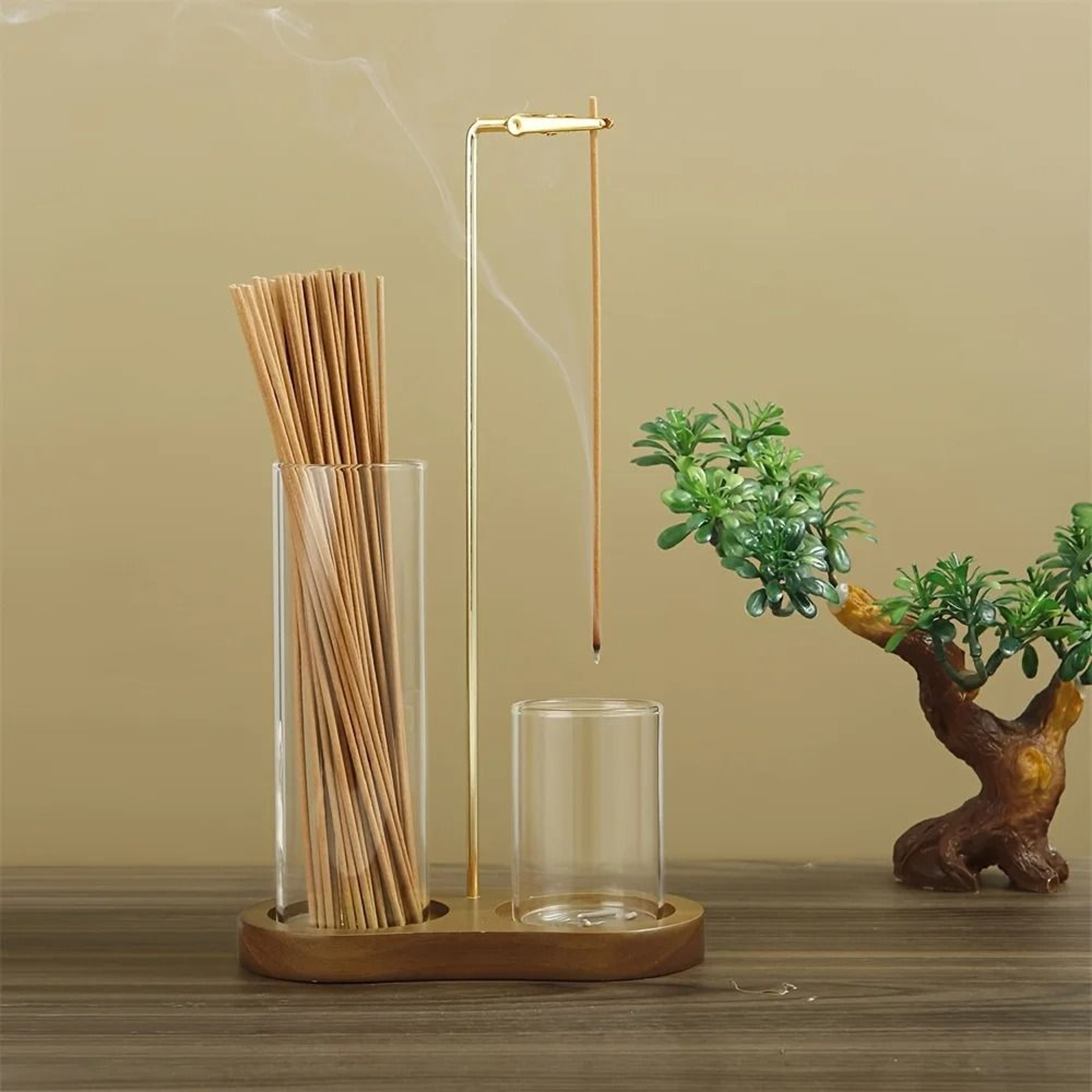 Elegant 2in1 Glass Incense  Candle Sanctuary  AntiFly Ash Modern Burner With Storage 7