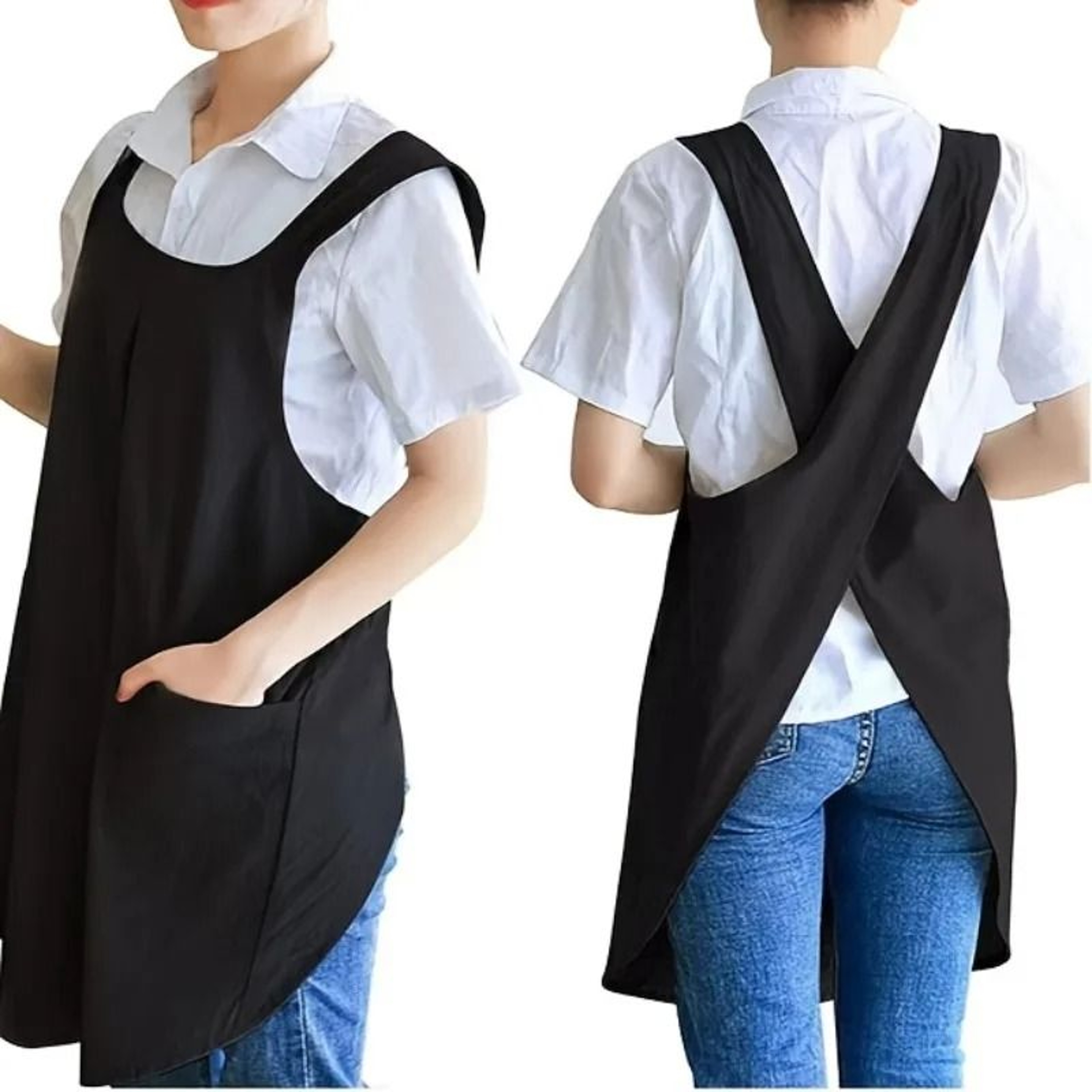 Vintage Apron With Pockets  Comfortable NoTie Design 6