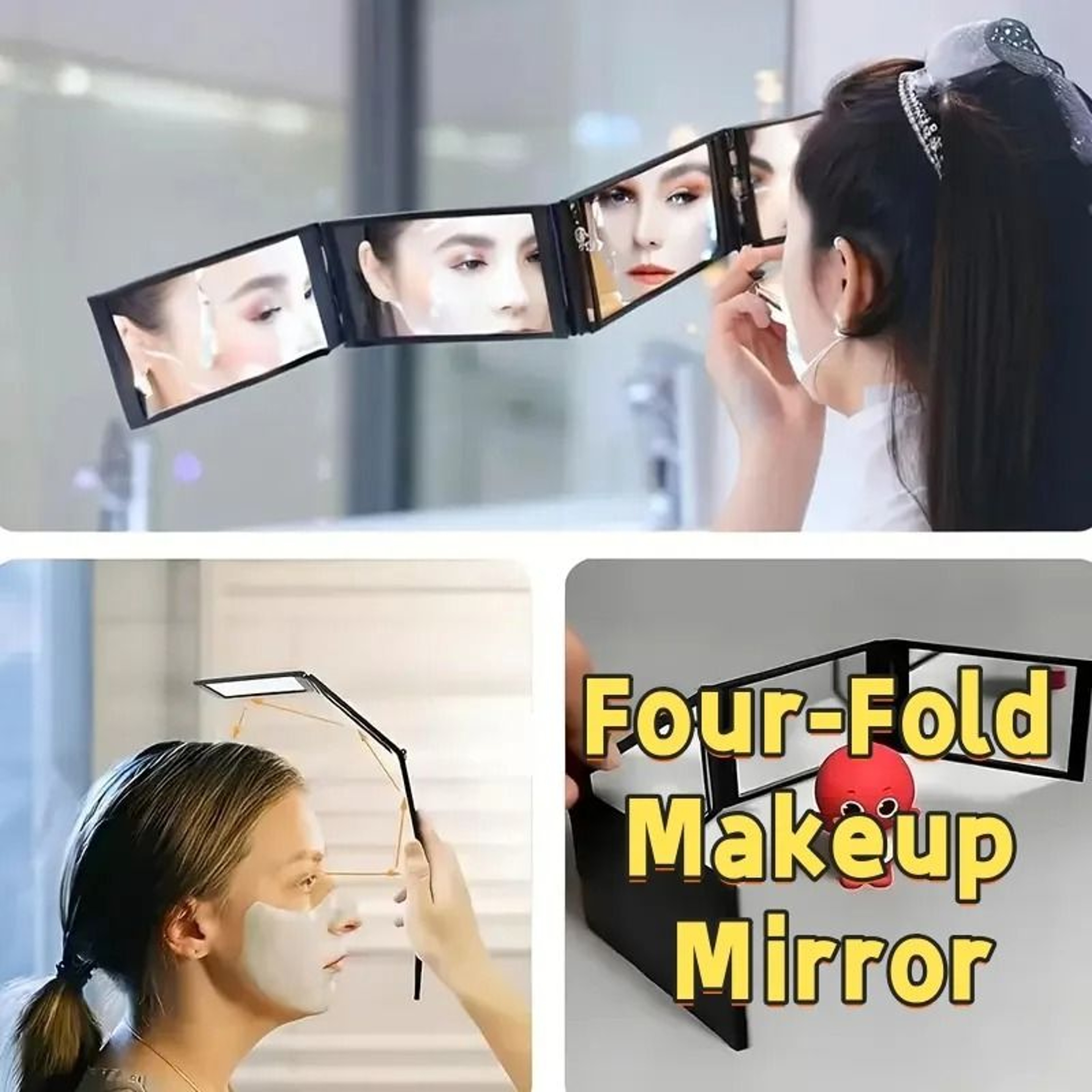360 Panoramic Folding Mirror  4Sided Portable Handheld For Haircutting  Styling 0