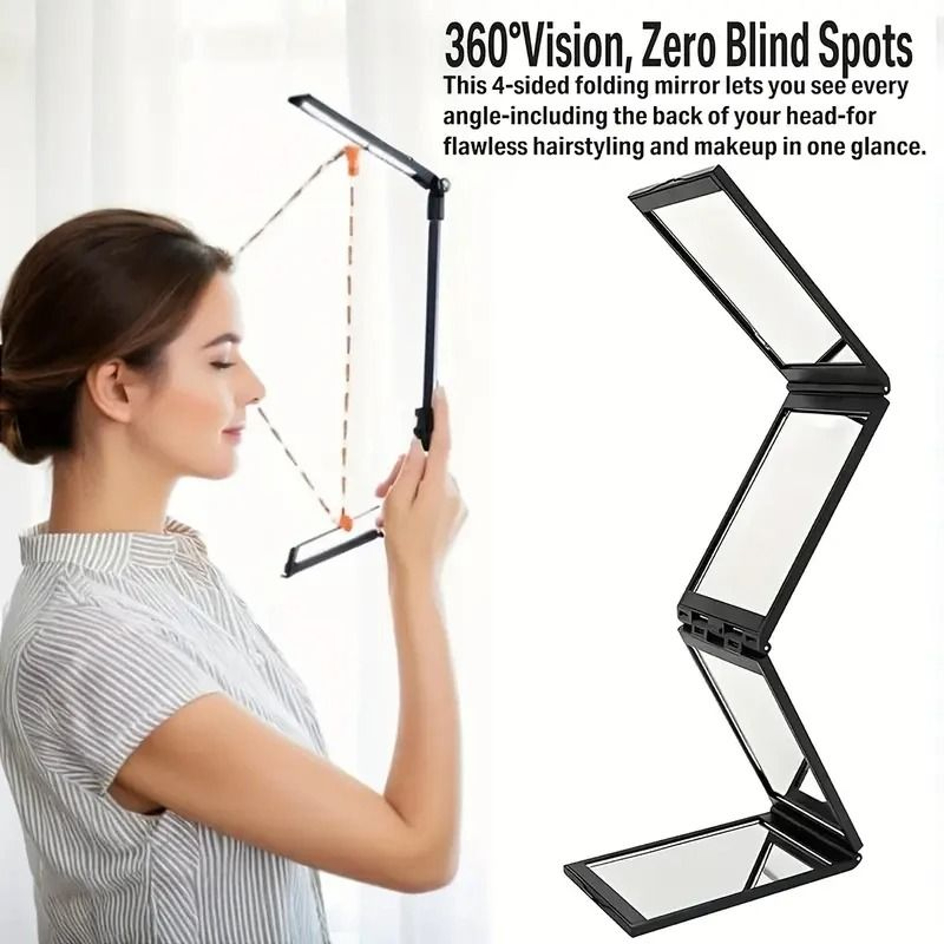 360 Panoramic Folding Mirror  4Sided Portable Handheld For Haircutting  Styling 4