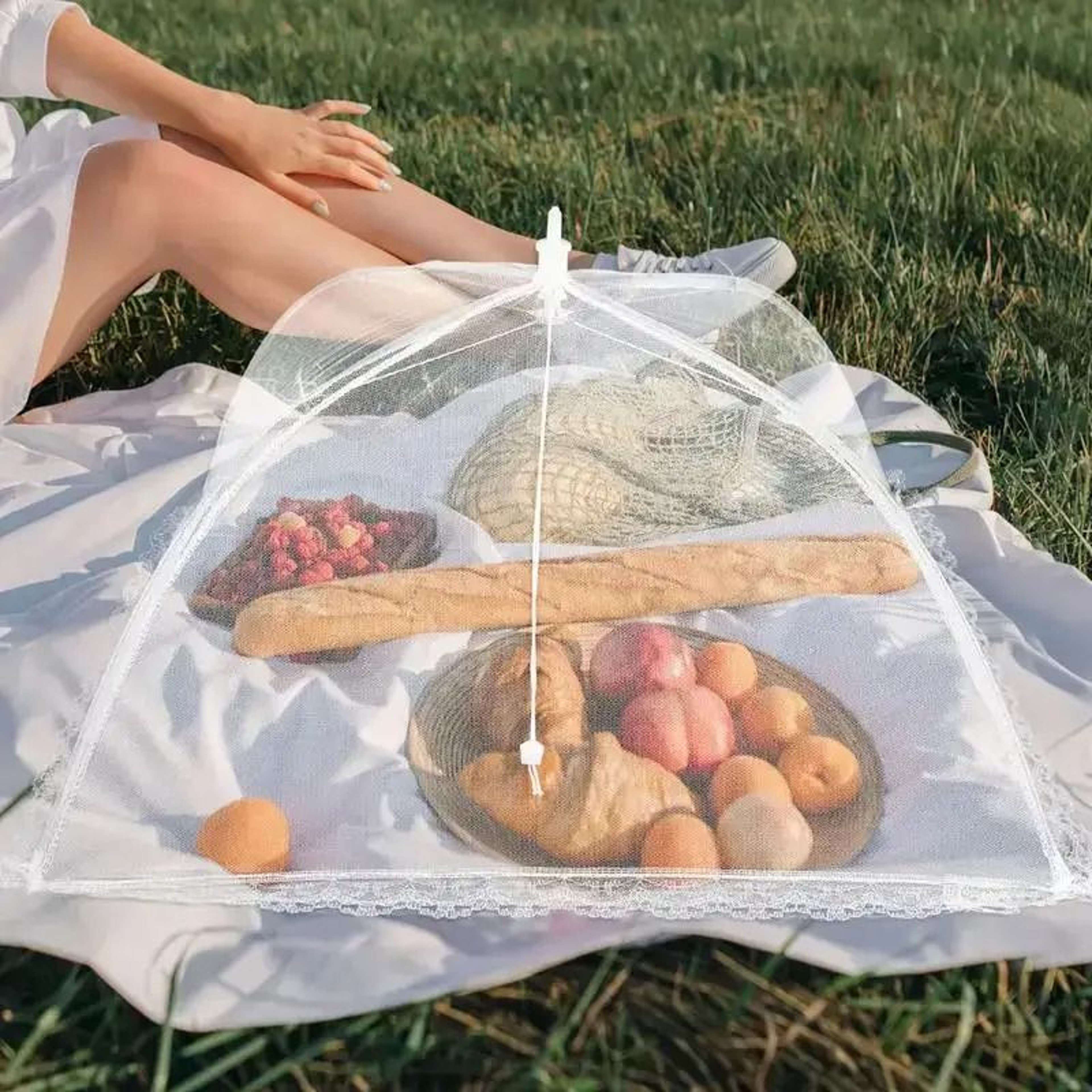 Foldable White Mesh Food Tent For Outdoor Picnics  Parties 0