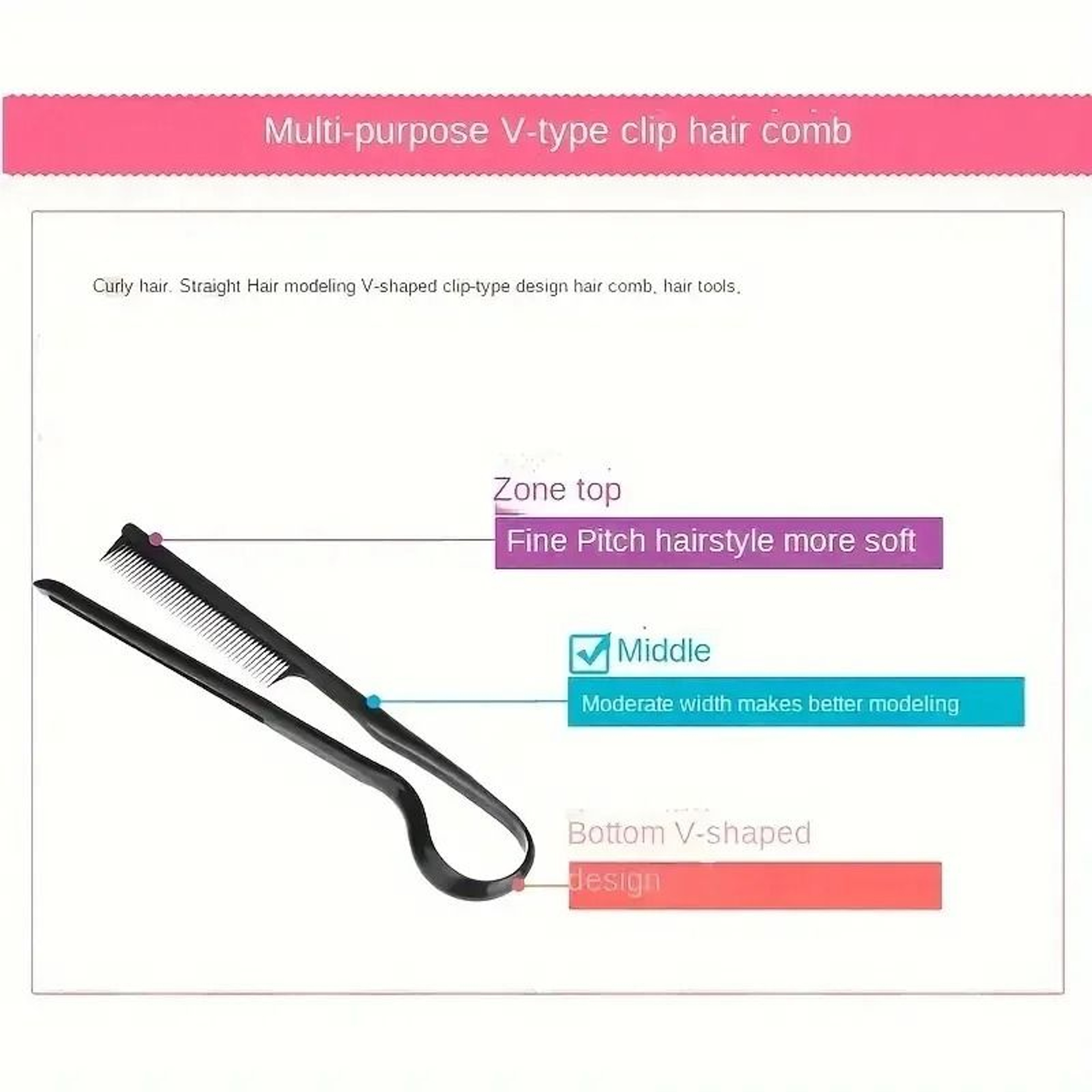 VShape Hair Styling Comb Straightening Splint Comb  The Ultimate Hair Tool For A Sleek Look 4