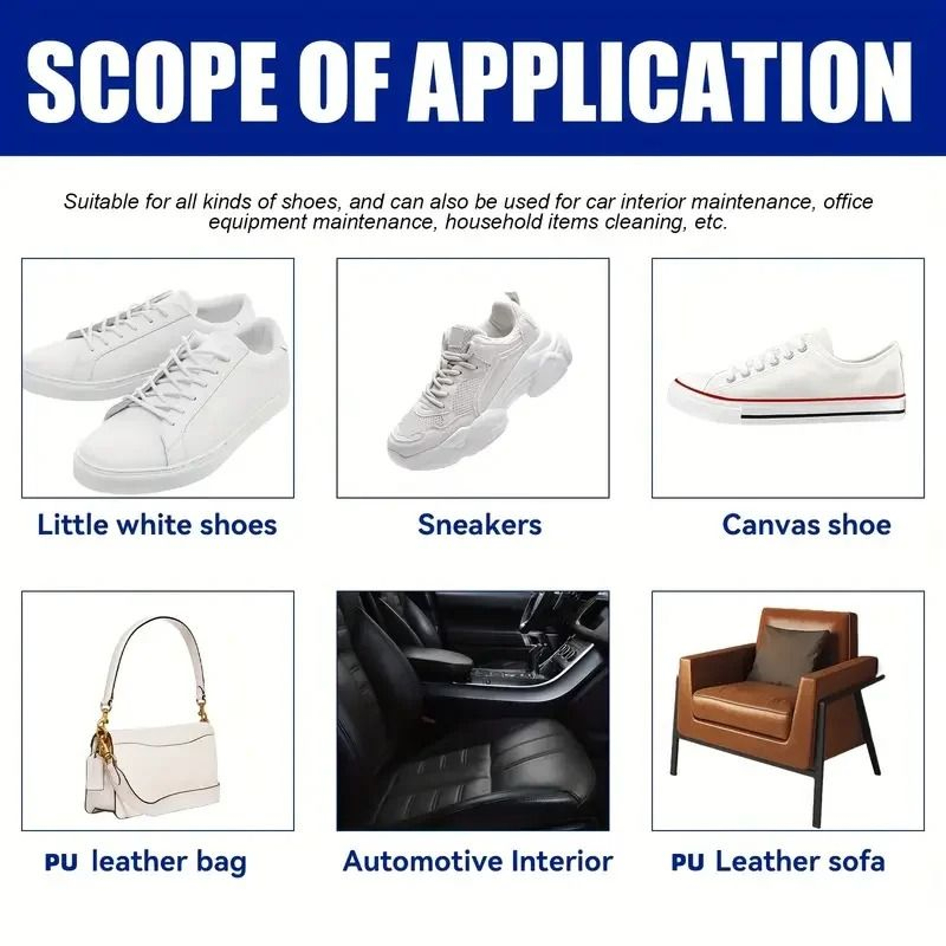 White Shoe Cleaner Paste  MultiPurpose Whitening  Stain Remover For Faux Leather 6