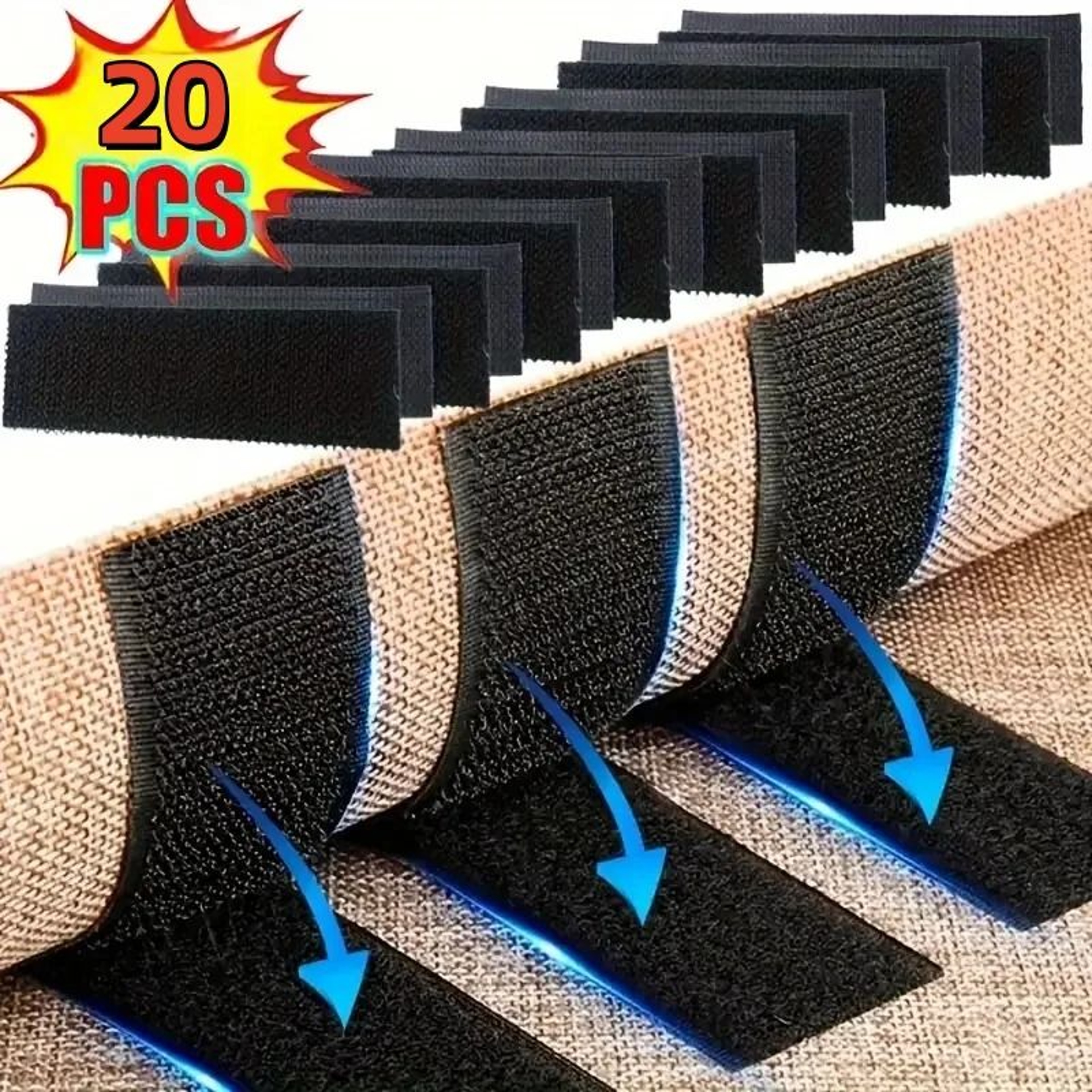 10 Pairs Rectangular Carpet Grips  DoubleSided High Adhesive NonSlip Fasteners 1