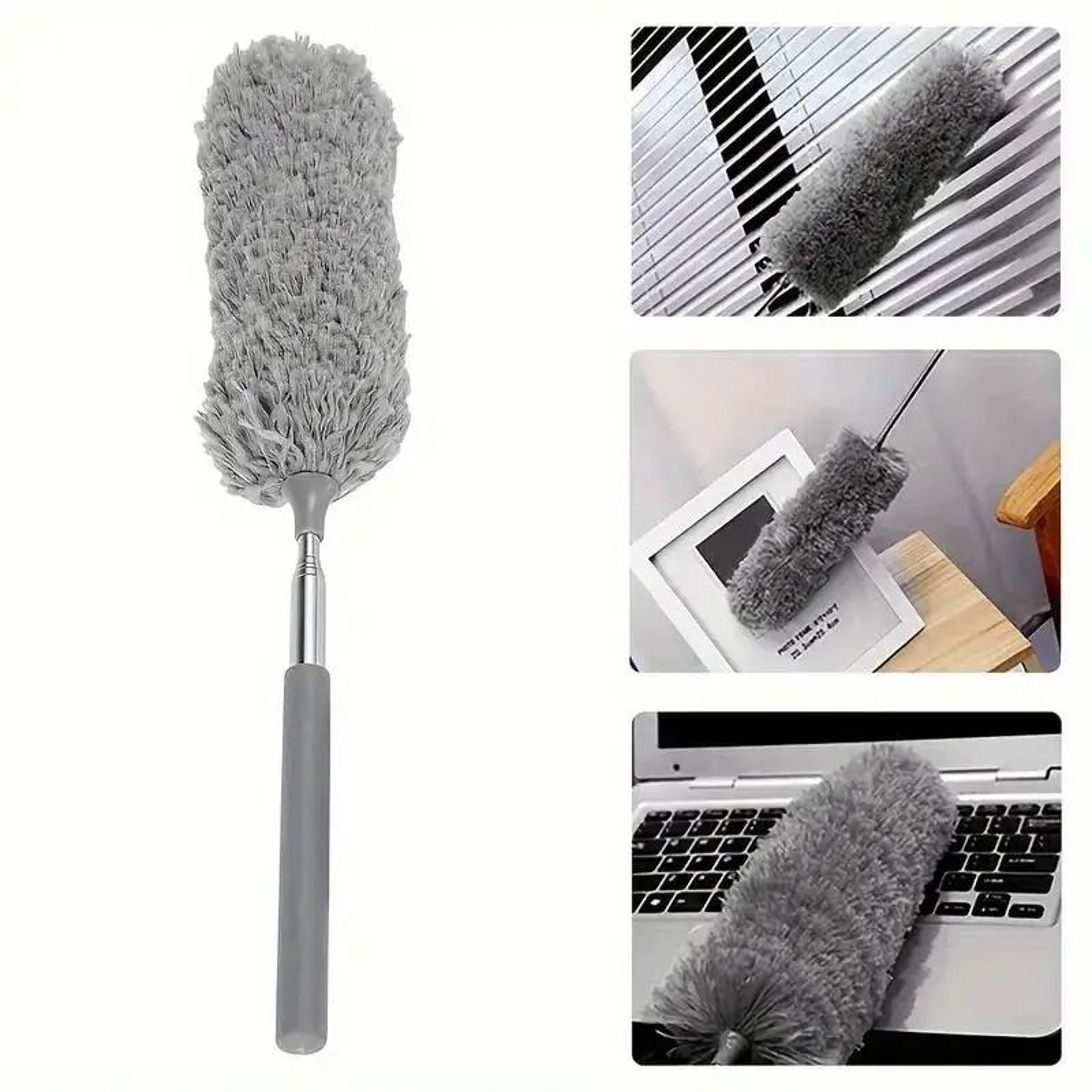 Extendable Microfiber Duster Pole  Bendable Stainless Steel Brush For HighReach Cleaning 3