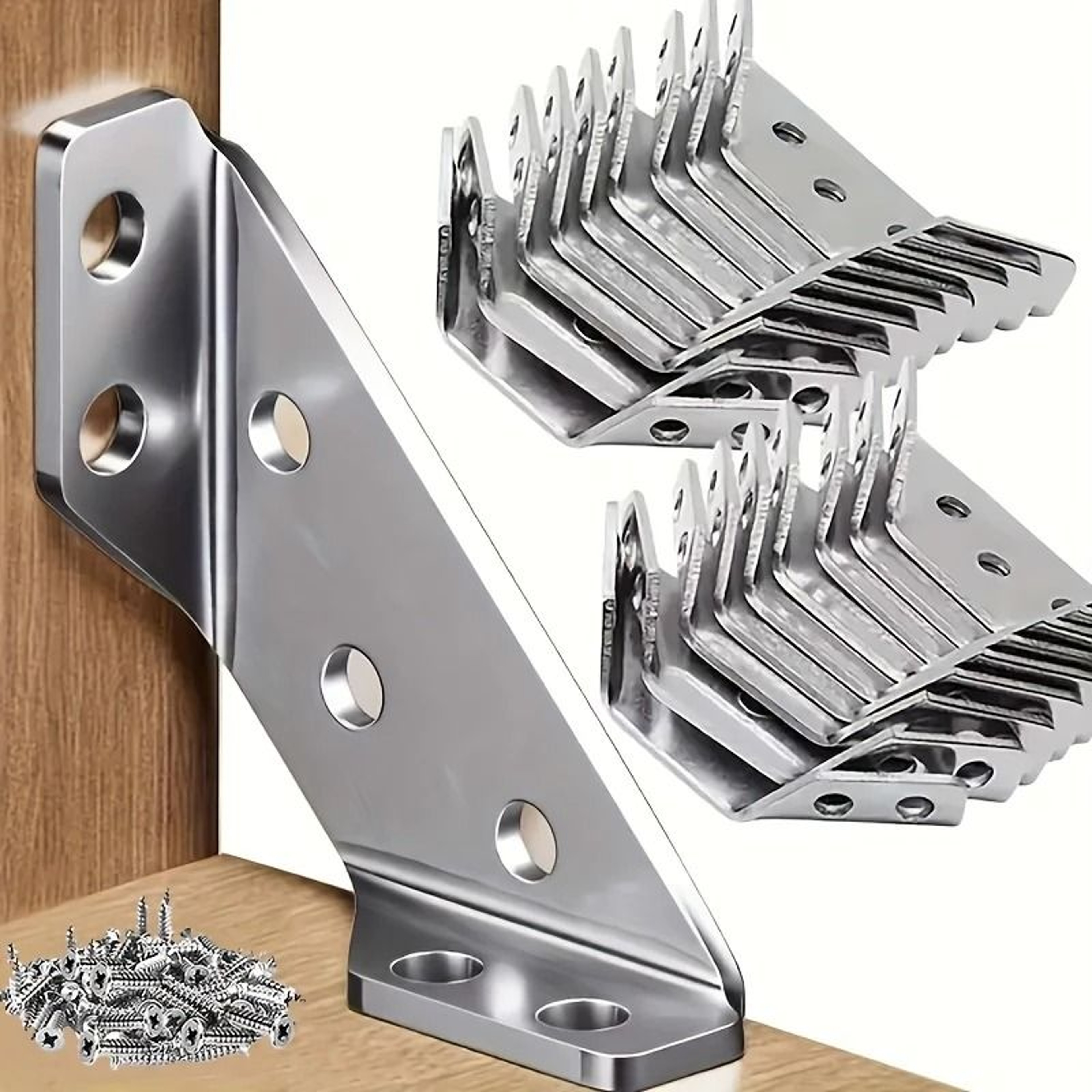 HeavyDuty Stainless Steel Corner Brackets  90 Angle Support For Furniture 0