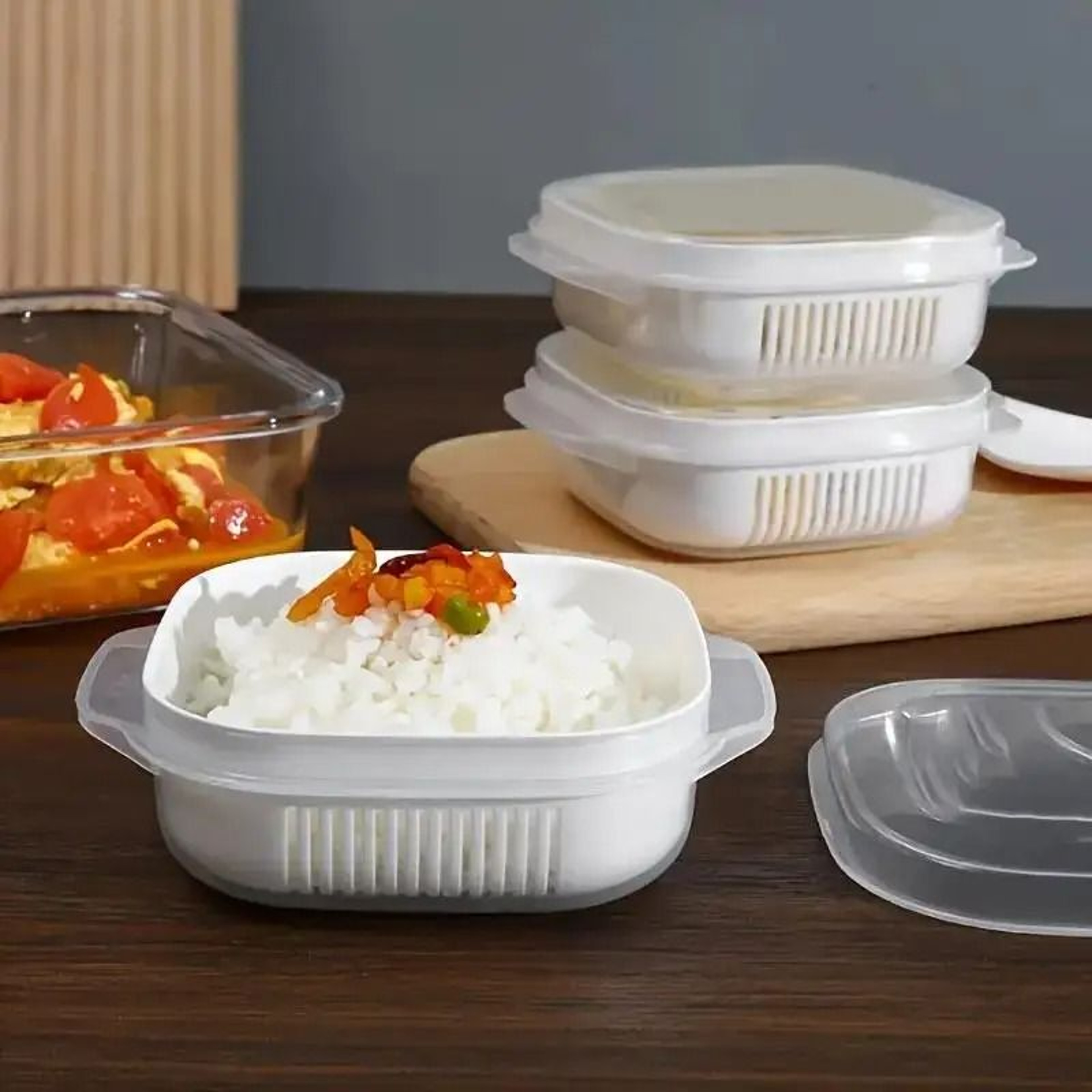 MultiPurpose Rice  Steaming Box  Microwaveable FreezertoTable Storage 0