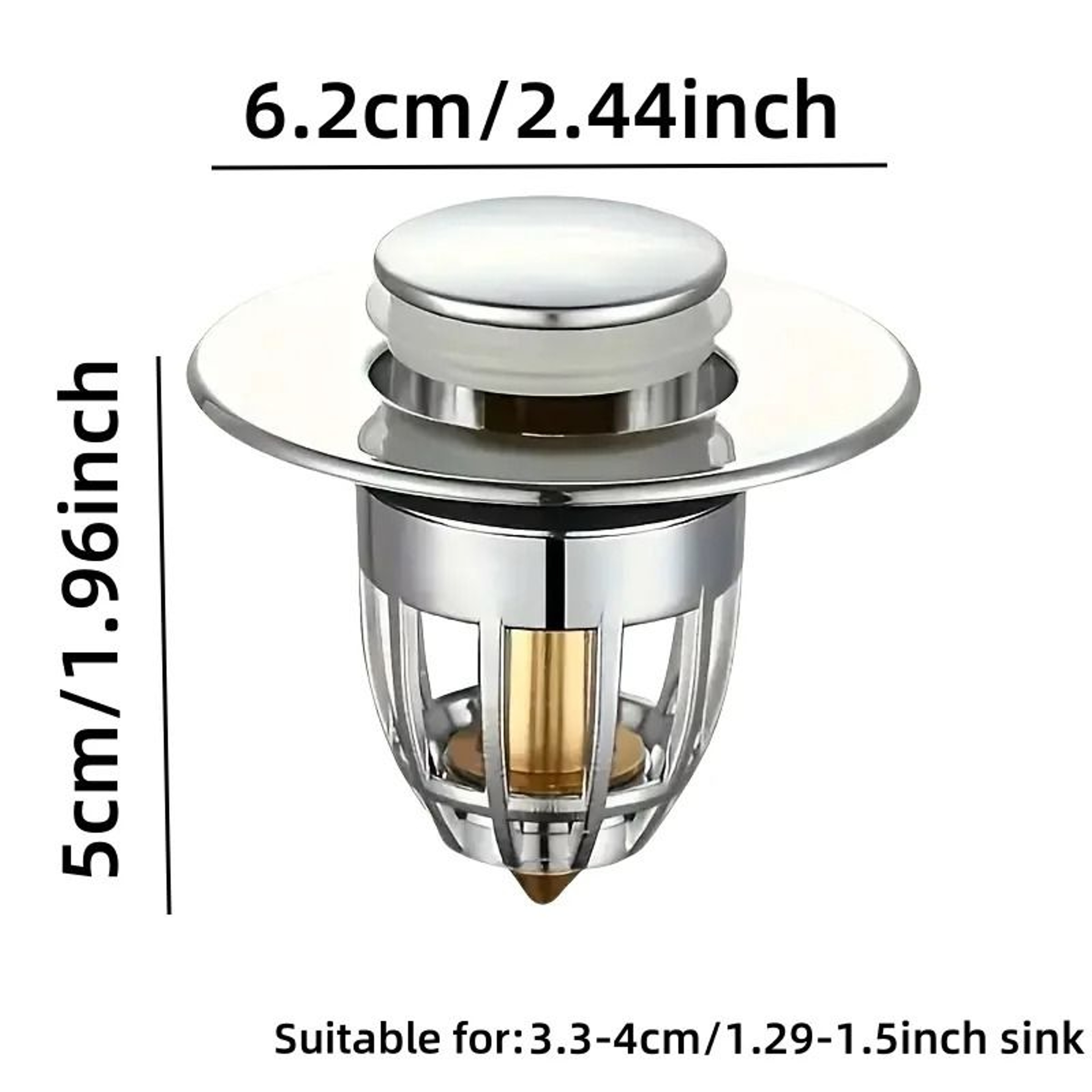 Durable Brass Core Push Sink Drain  Universal AntiClog  Pest Protection 6