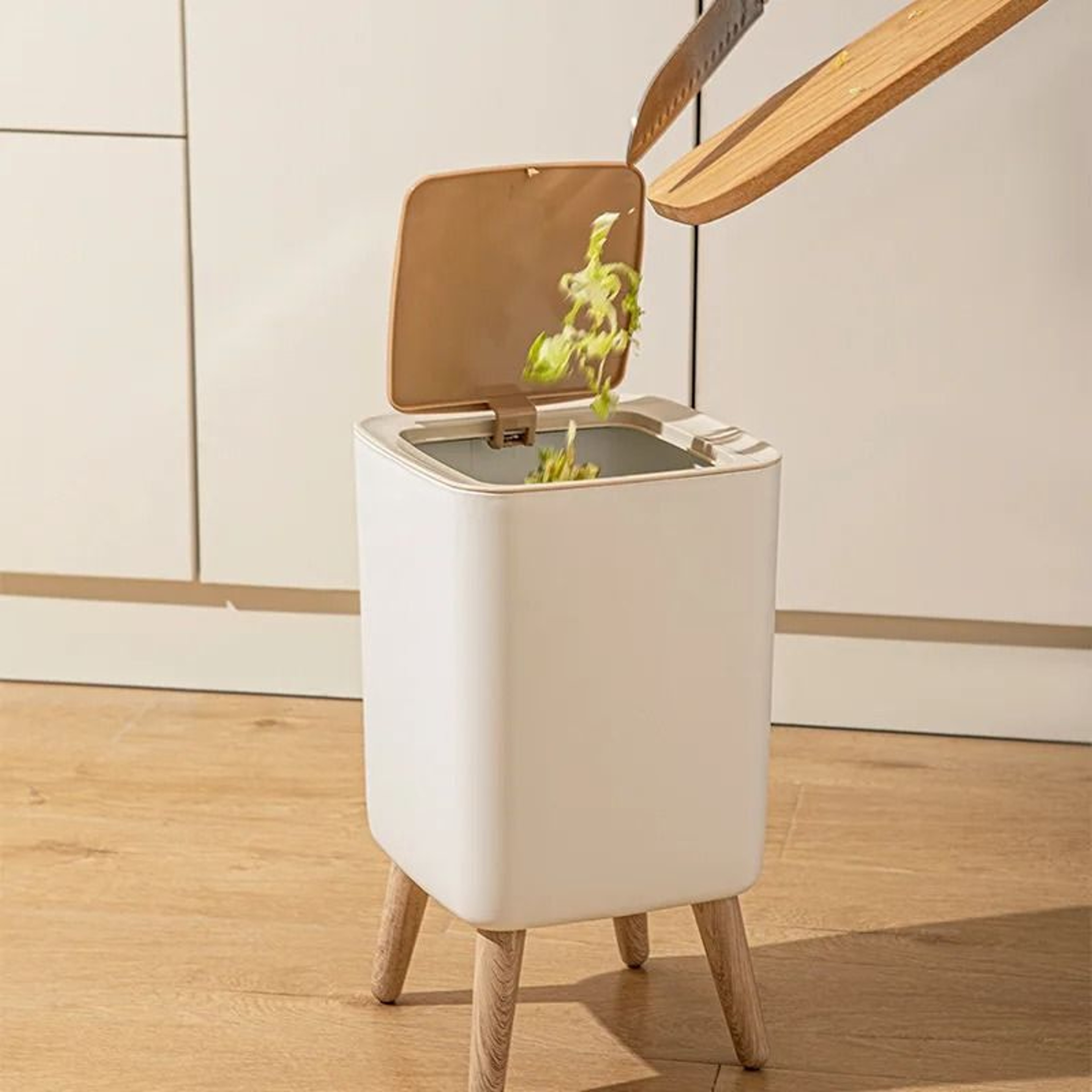 Nordic HighFoot Clamshell Garbage Can  Elegant PressTop Design For Modern Homes 4
