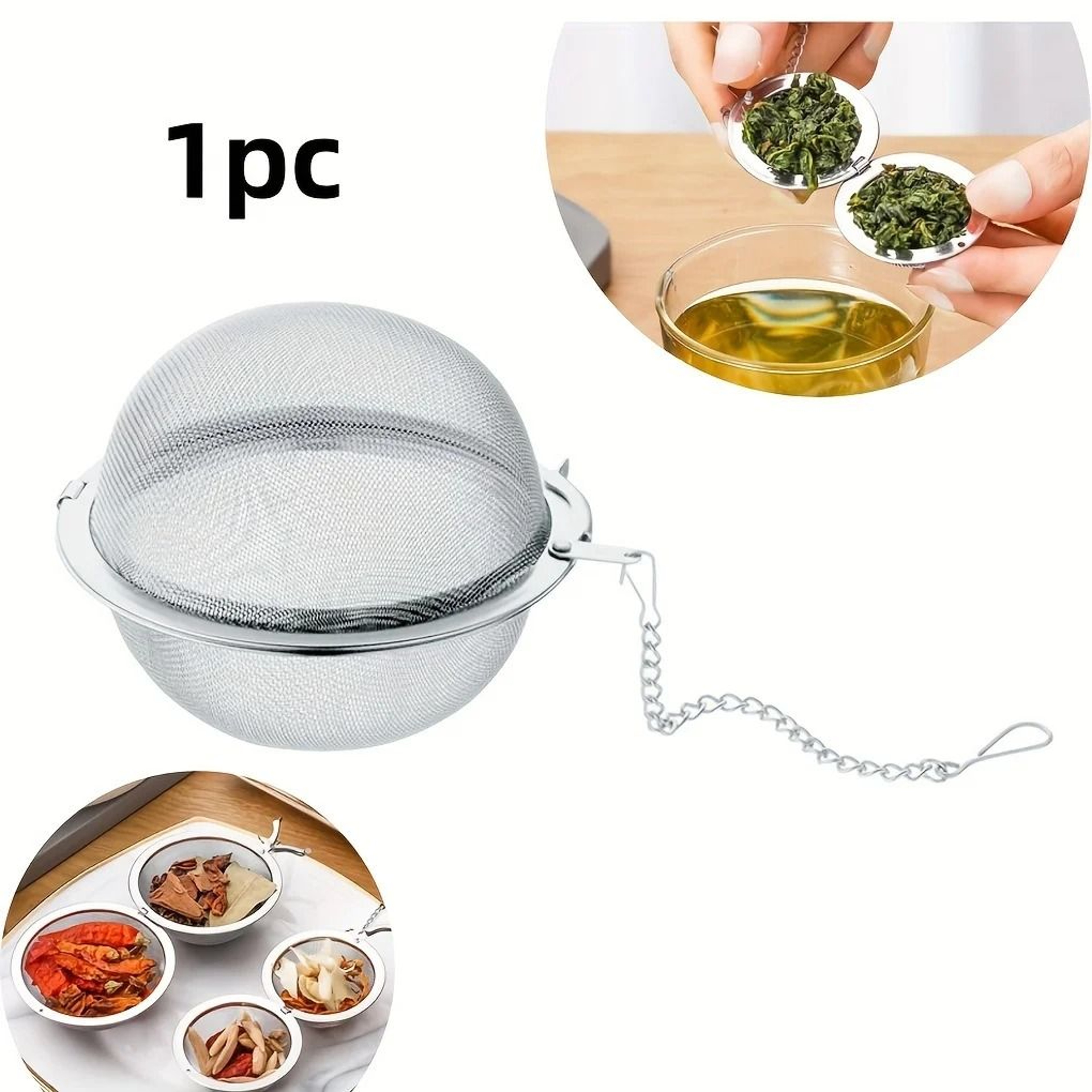 304 Stainless Steel Infuser Ball  Tea Soup  Spice Filter With Extension Chain 5