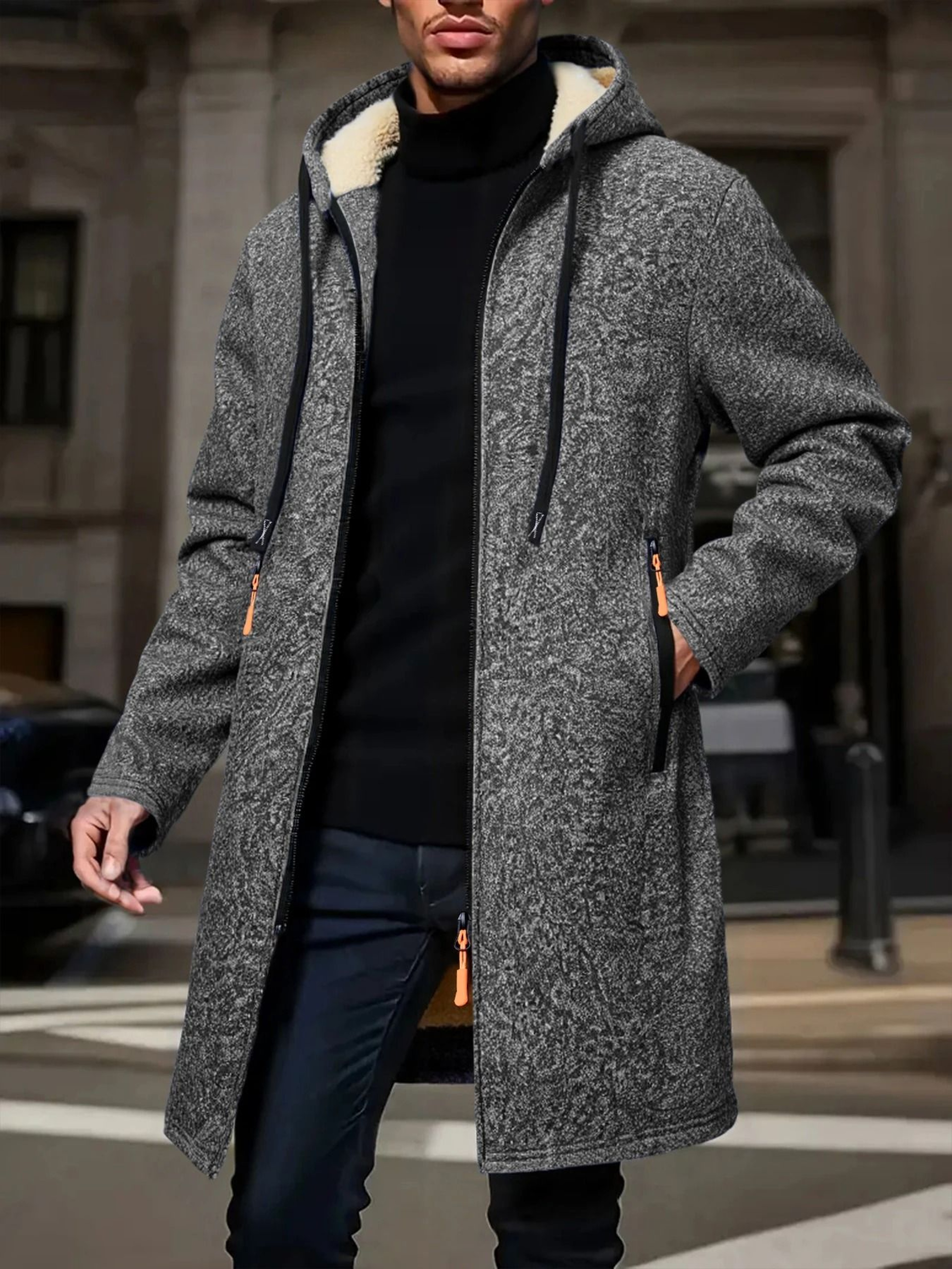 Winter Mens Thickened Hoodies Jacket  Warm Zipper Long Sleeve Sweatshirt 6