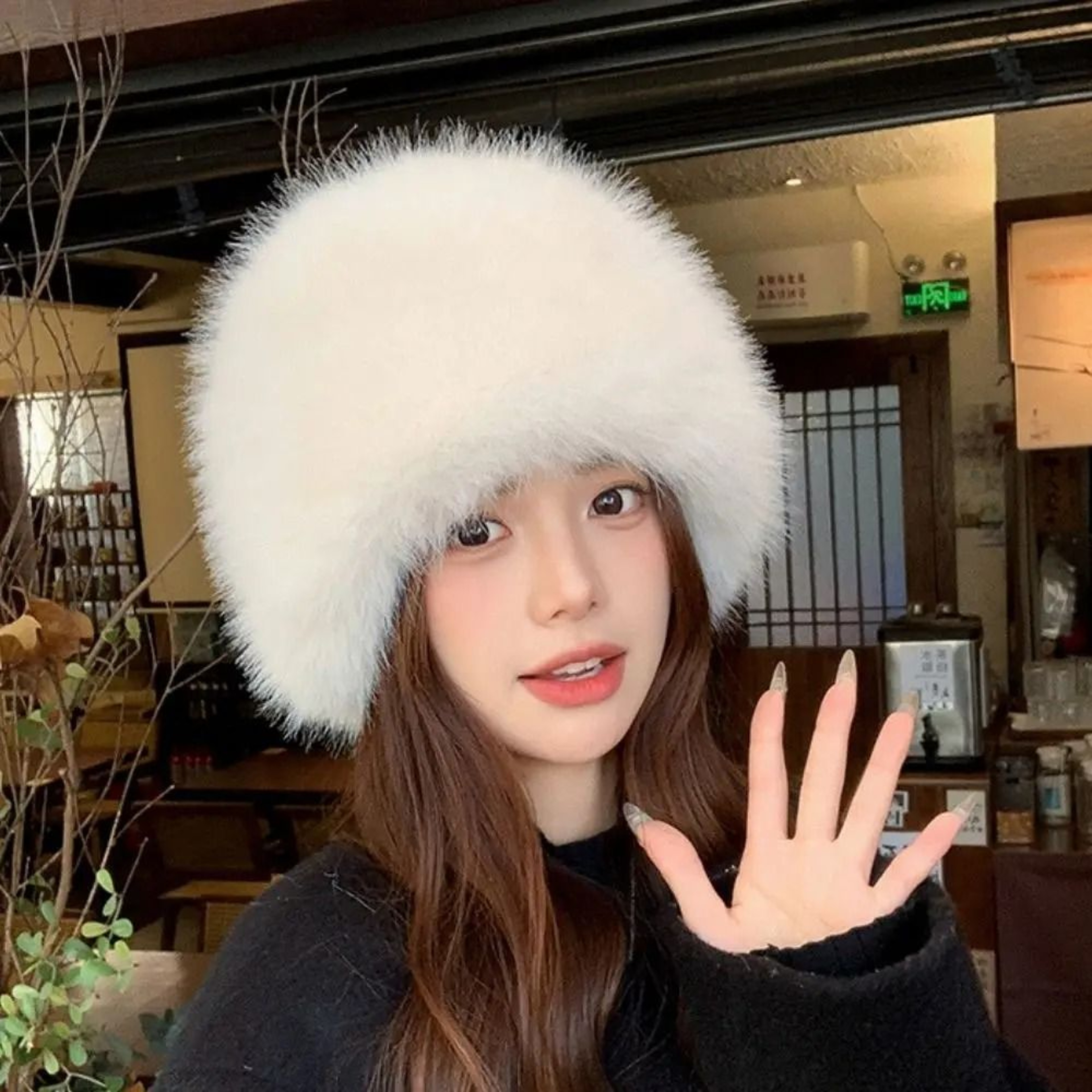 Fluffy Fur Winter Hat  Warm Ear Protection Faux Fox Fur Bomber Cap 1