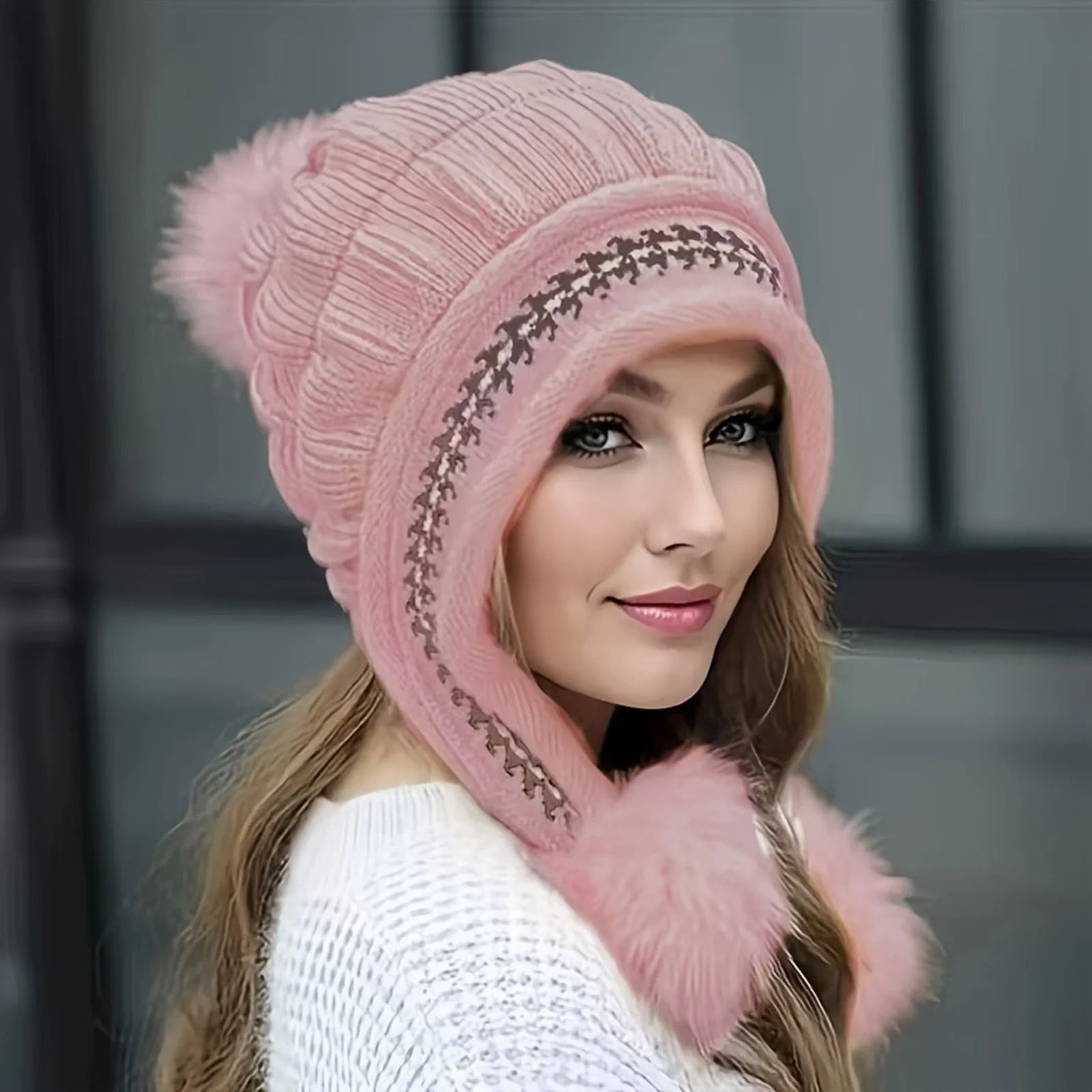 Soft Winter Warm Fur Hat  FleeceLined Earflap Beanie For Women 9