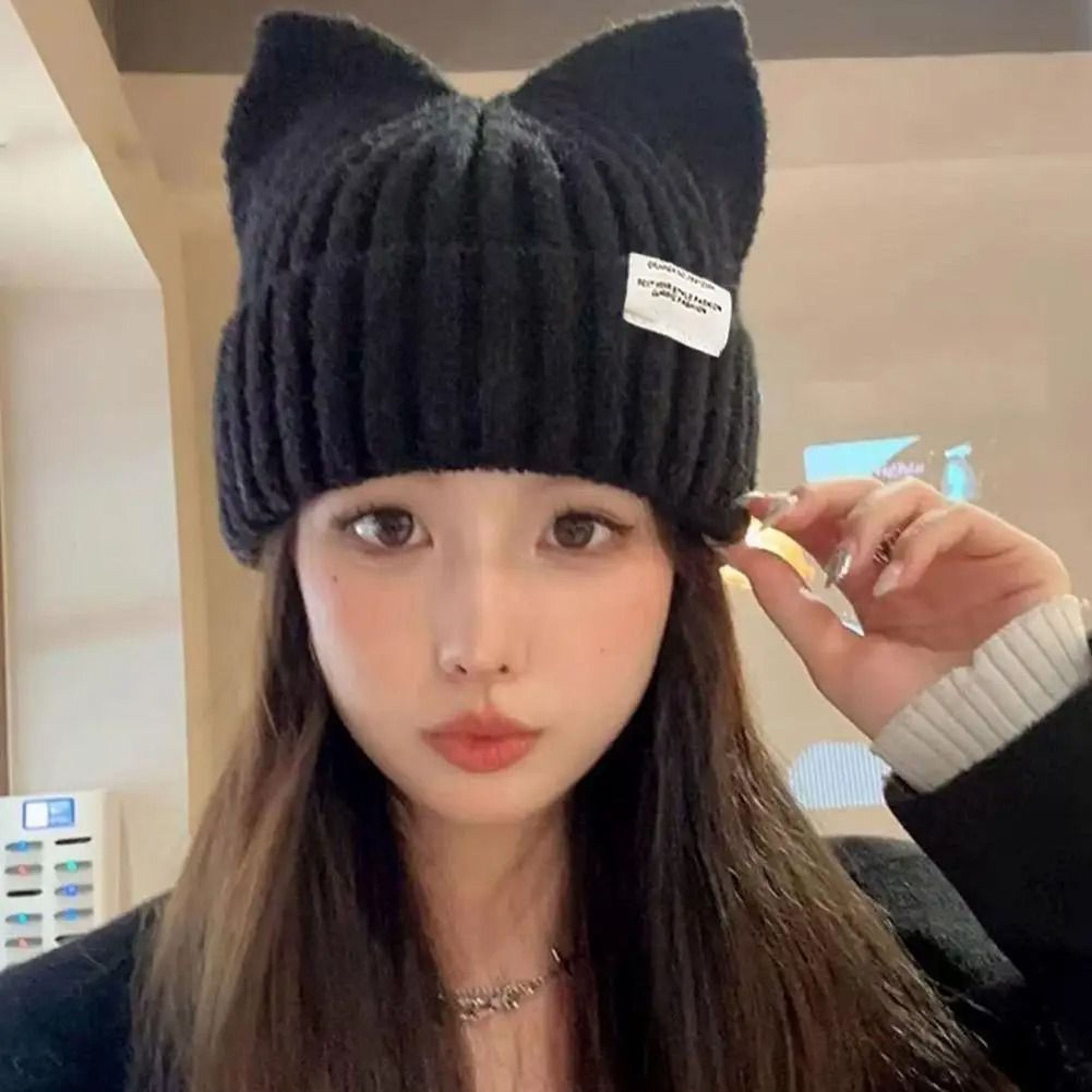 Cute Cat Ears Beanie  Autumn  Winter Warm Knitted Pullover Hat 1