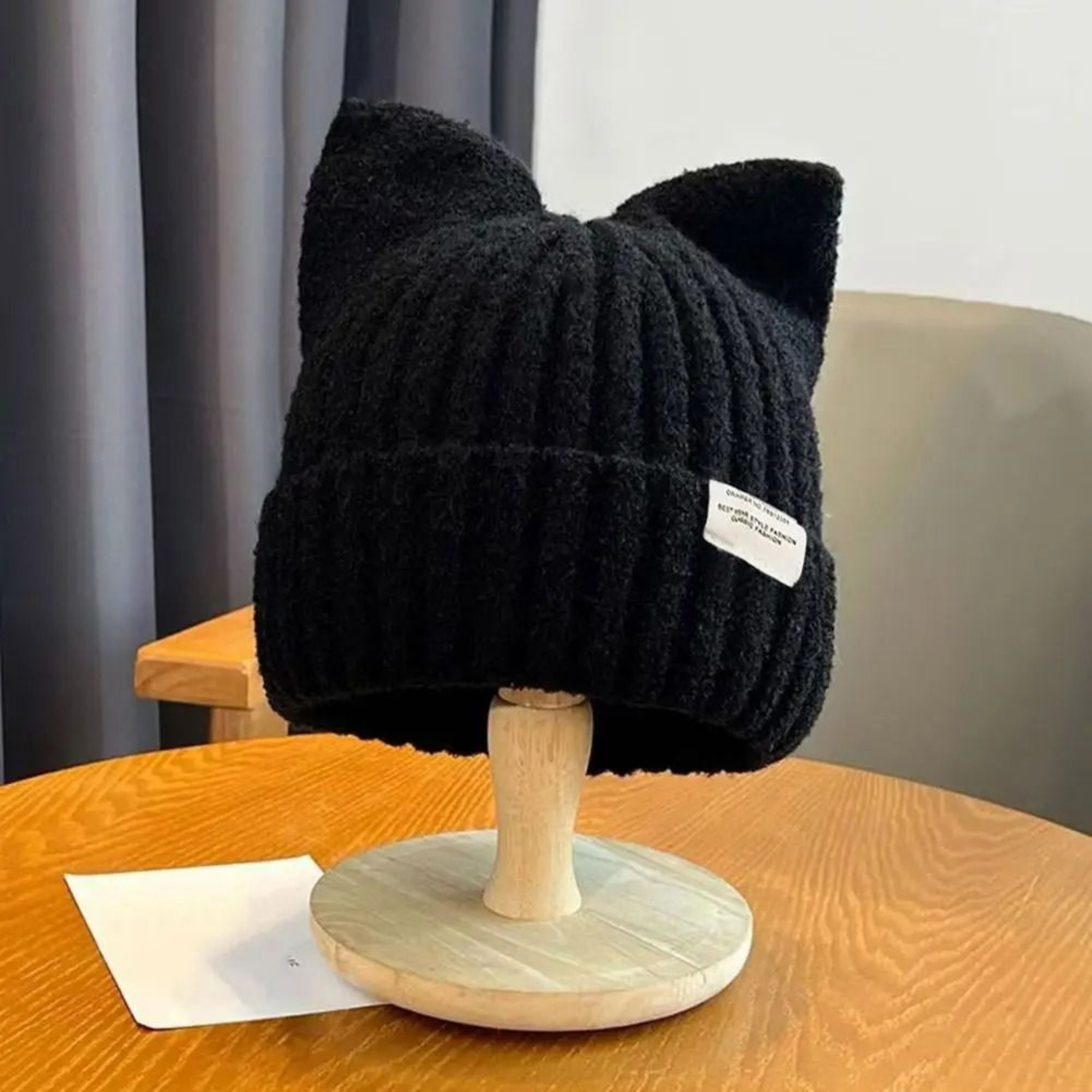 Cute Cat Ears Beanie  Autumn  Winter Warm Knitted Pullover Hat 4