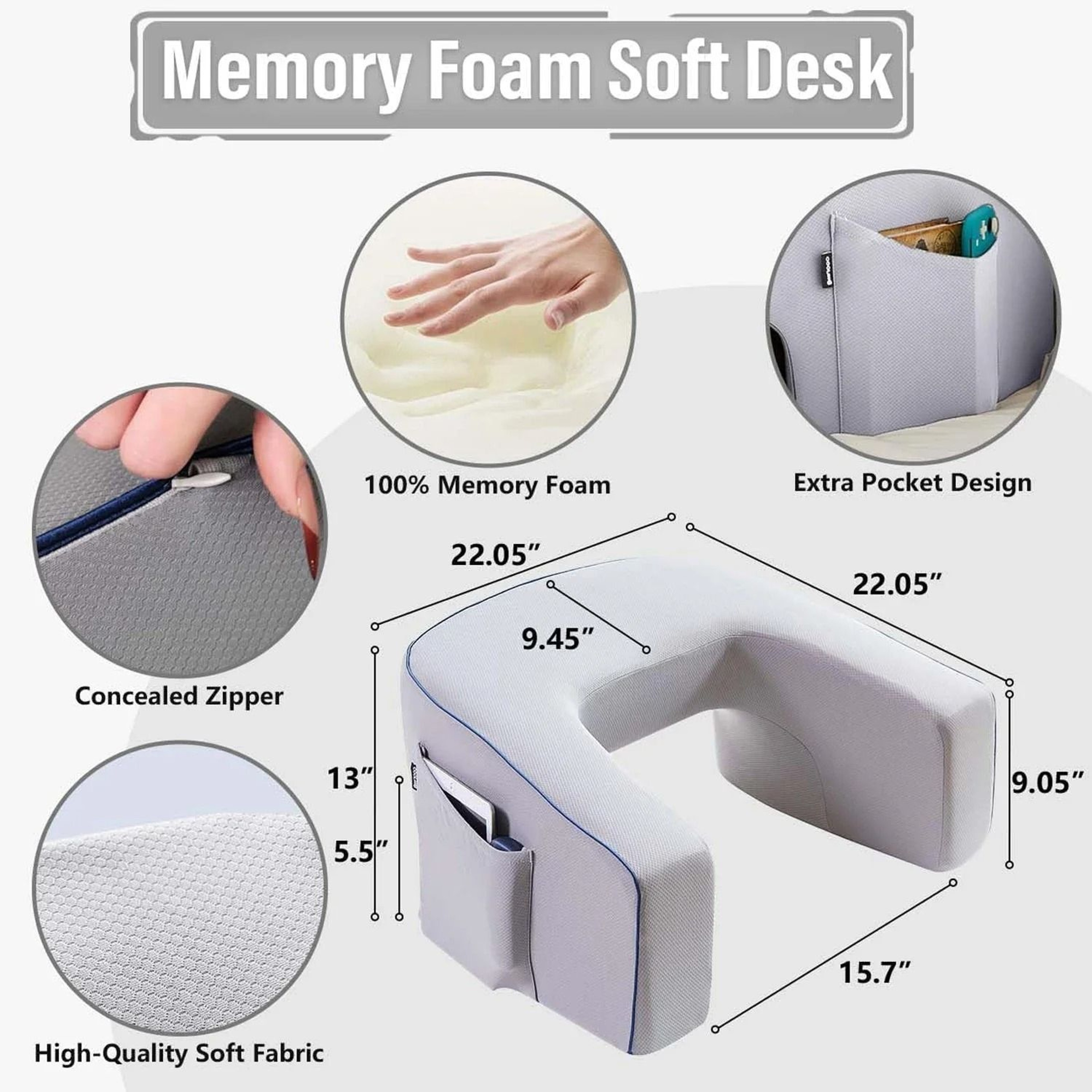 Ergonomic Memory Foam Support Pillow  MultiPurpose Rest For Gaming Reading And Working 4