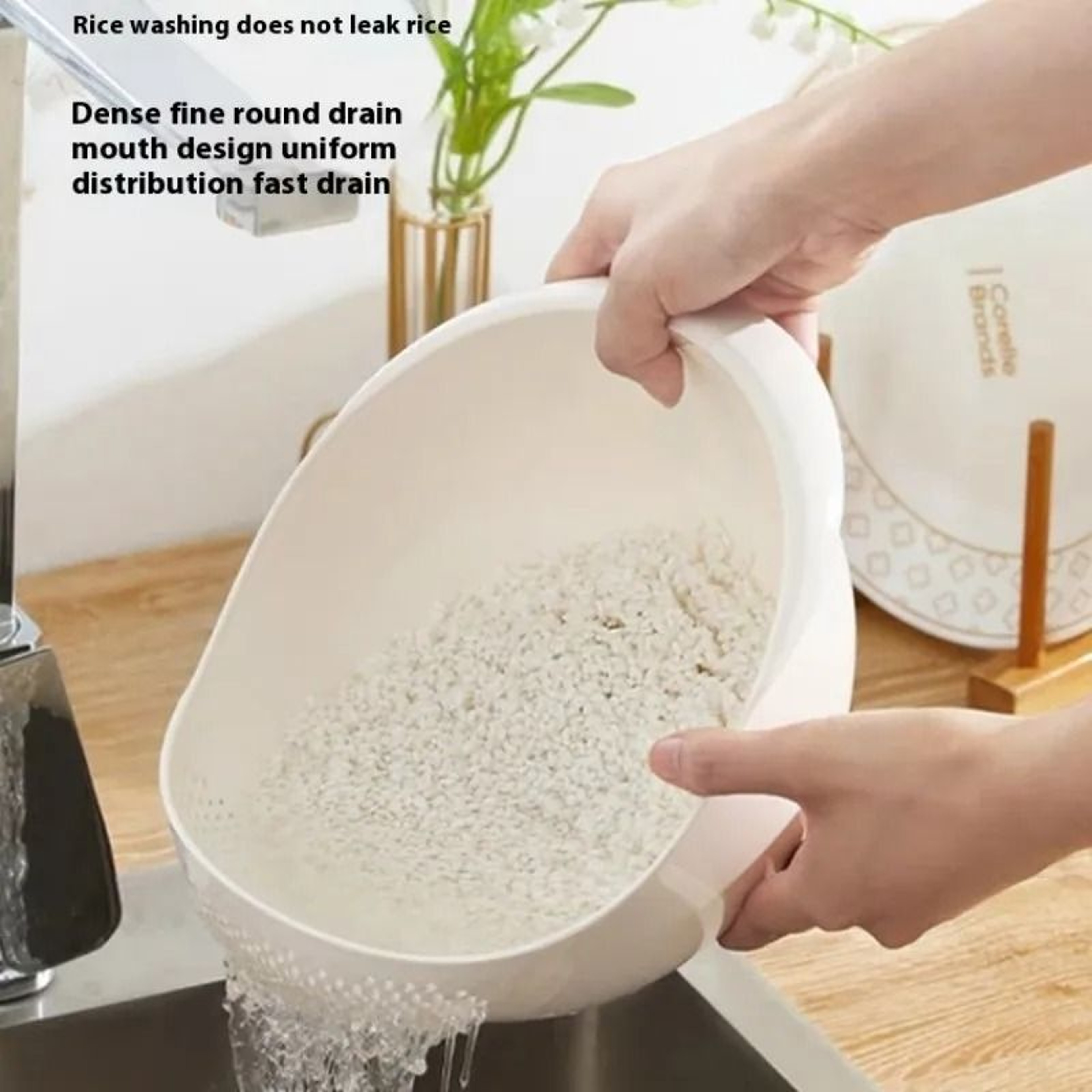 Ergonomic Kitchen Drain Basket  MultiPurpose Fruit And Vegetable Colander With Handle 2