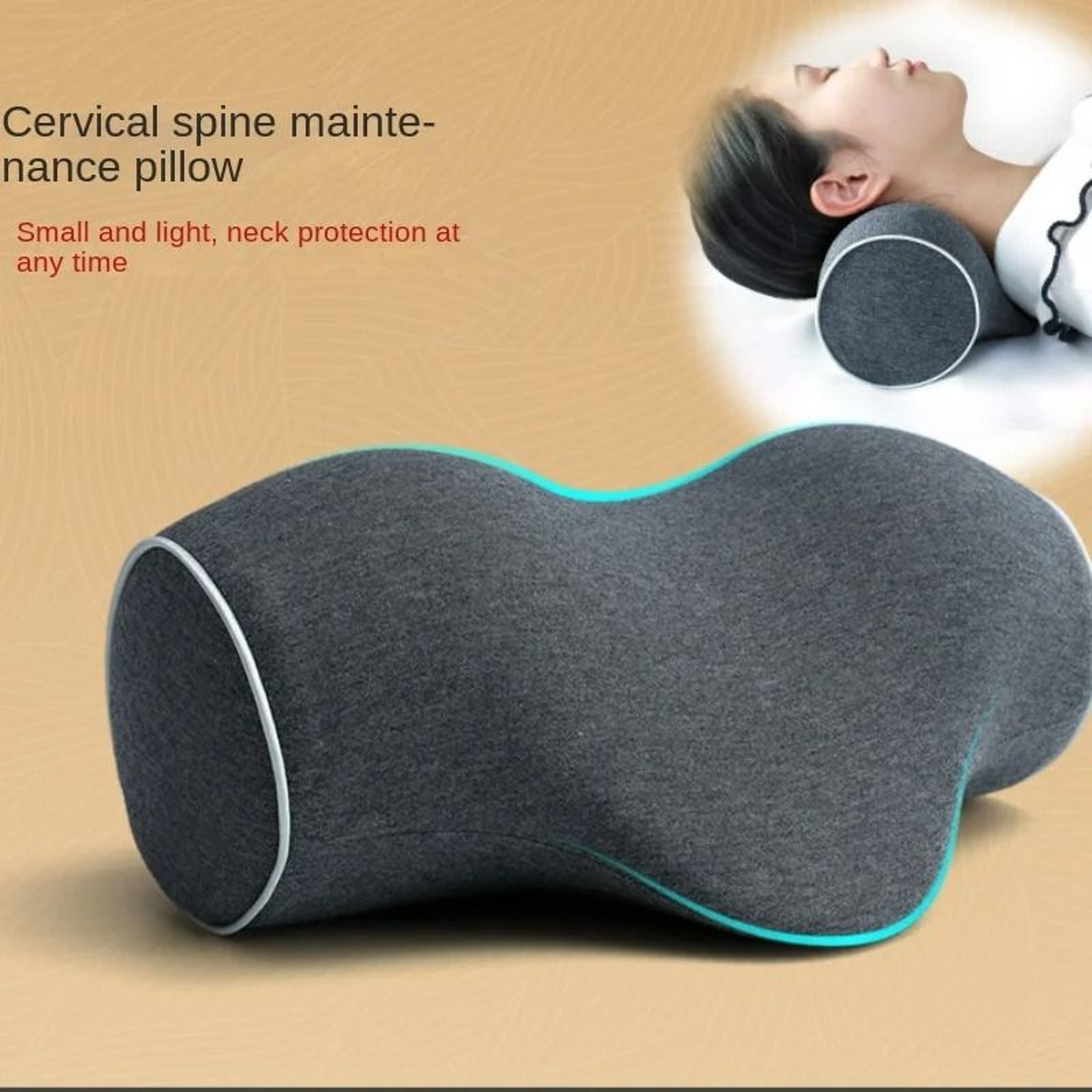 Ergonomic Cervical Traction Pillow  Reverse Arch Neck Support With Memory Foam Core 0