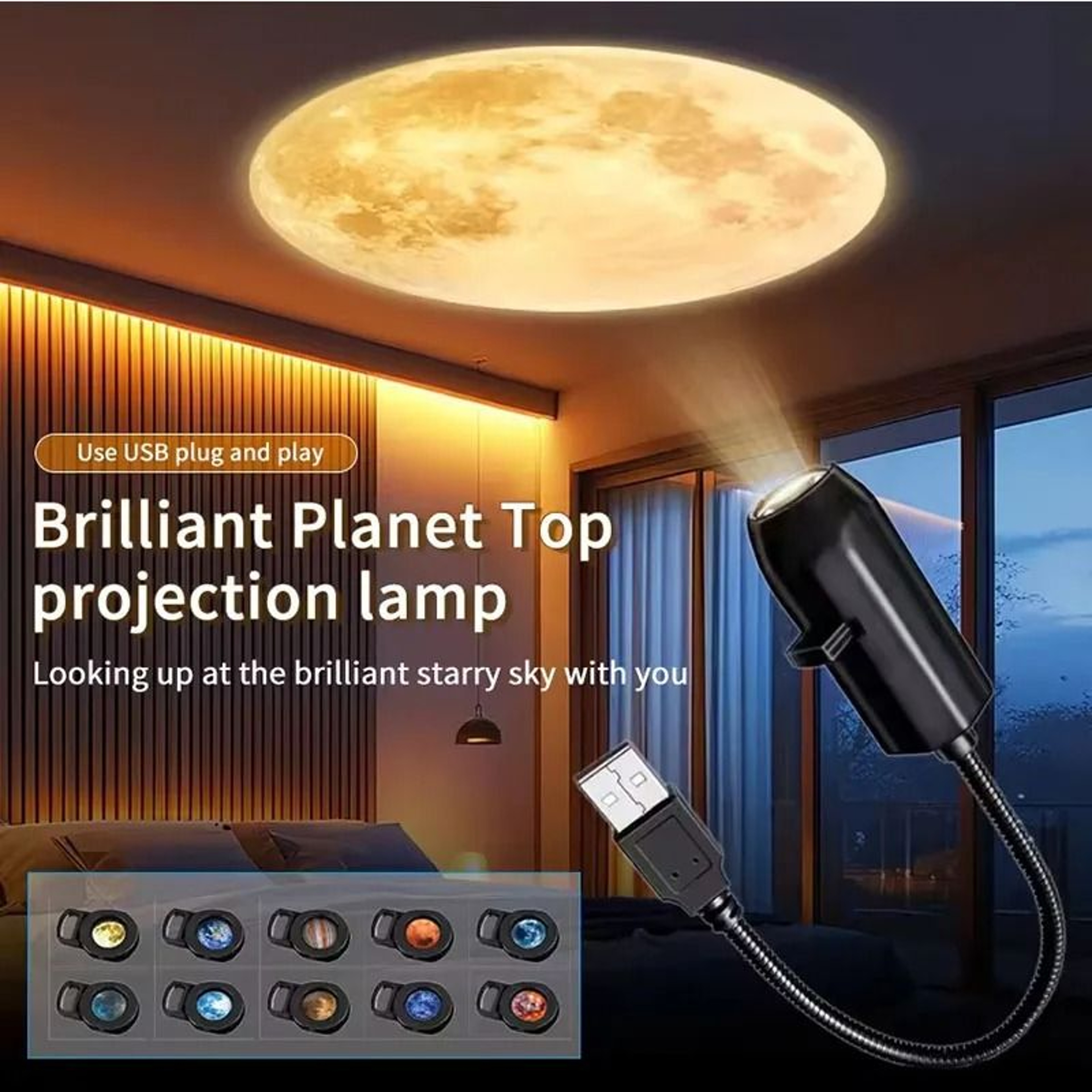 USB LED Galaxy  Planet Projector  360 Rotating MultiPattern Night Light 0