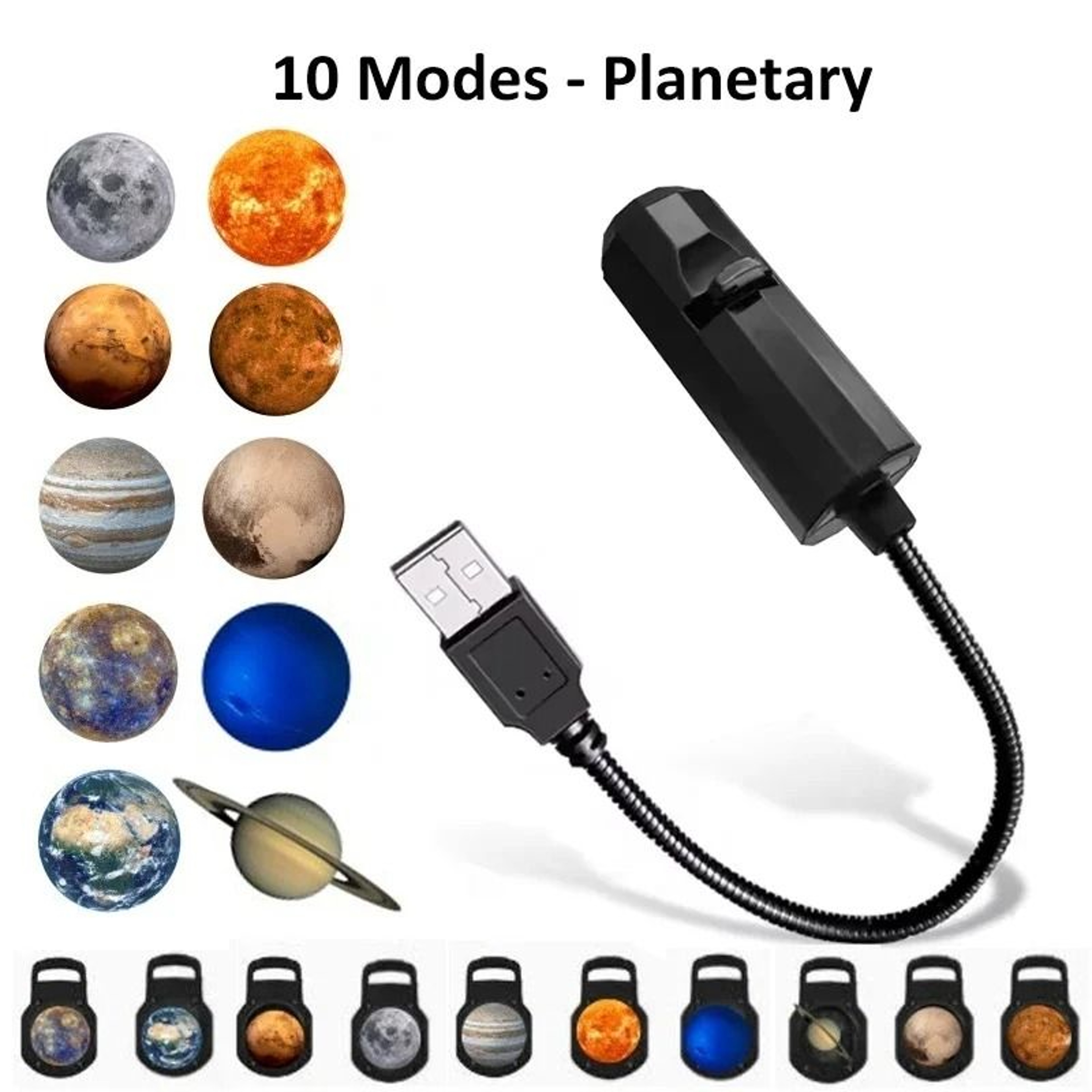 USB LED Galaxy  Planet Projector  360 Rotating MultiPattern Night Light 8