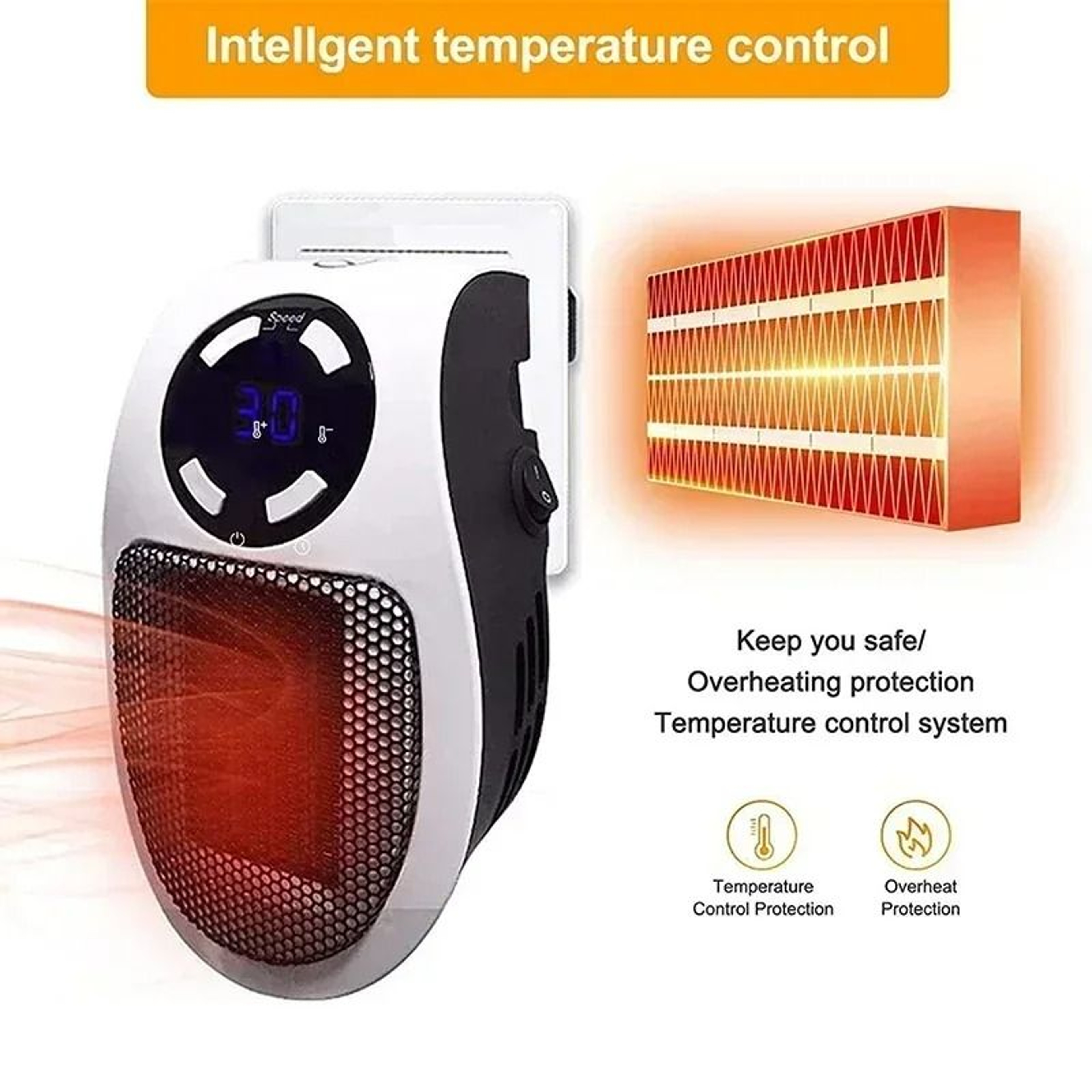 Portable Electric Wall Heater  Compact Space Heater  Warm Air Blower For Home  Office 1