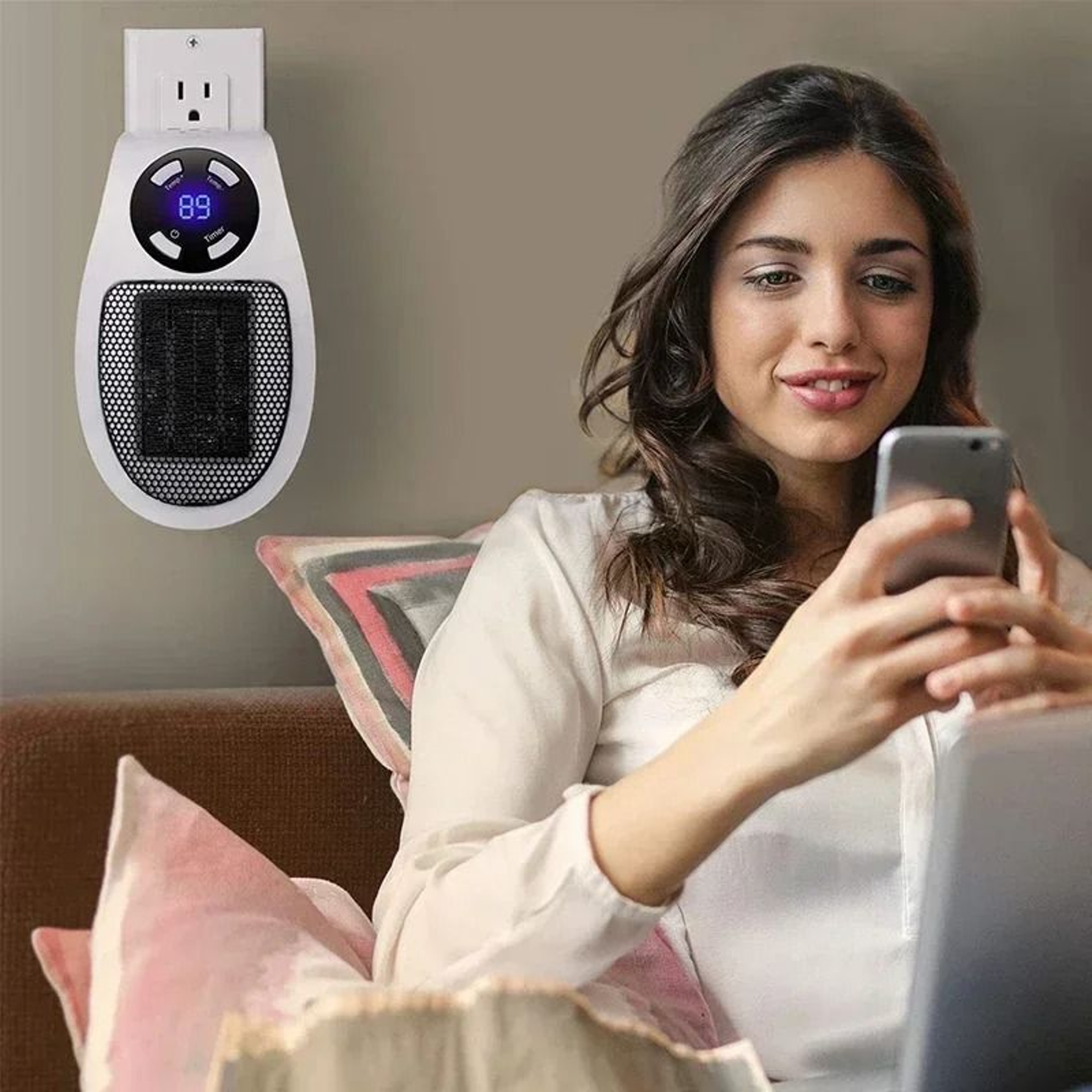 Portable Electric Wall Heater  Compact Space Heater  Warm Air Blower For Home  Office 5