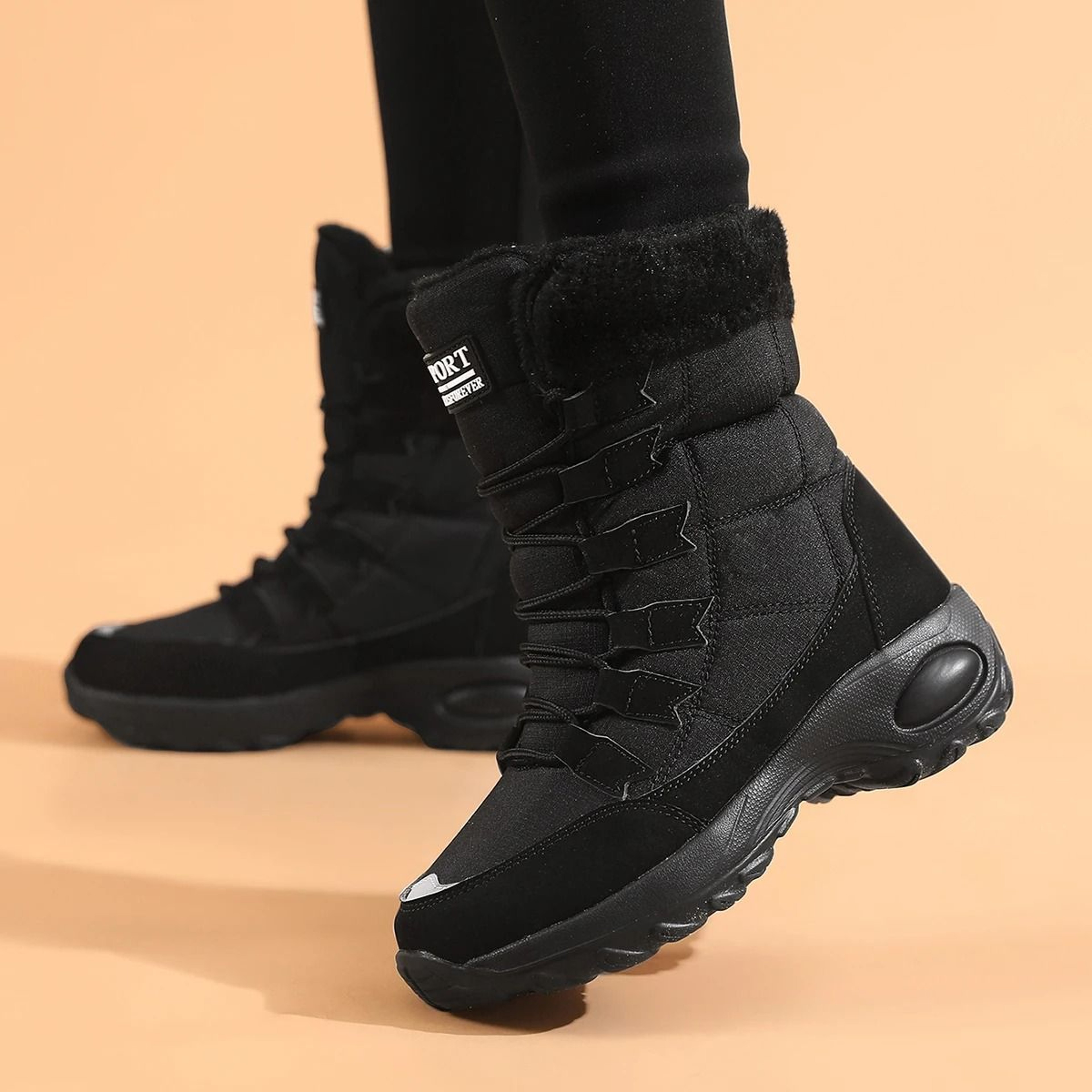 Womens HighPerformance Thermal Snow Boots  Waterproof MidCalf Hiking  Winter Boots 2