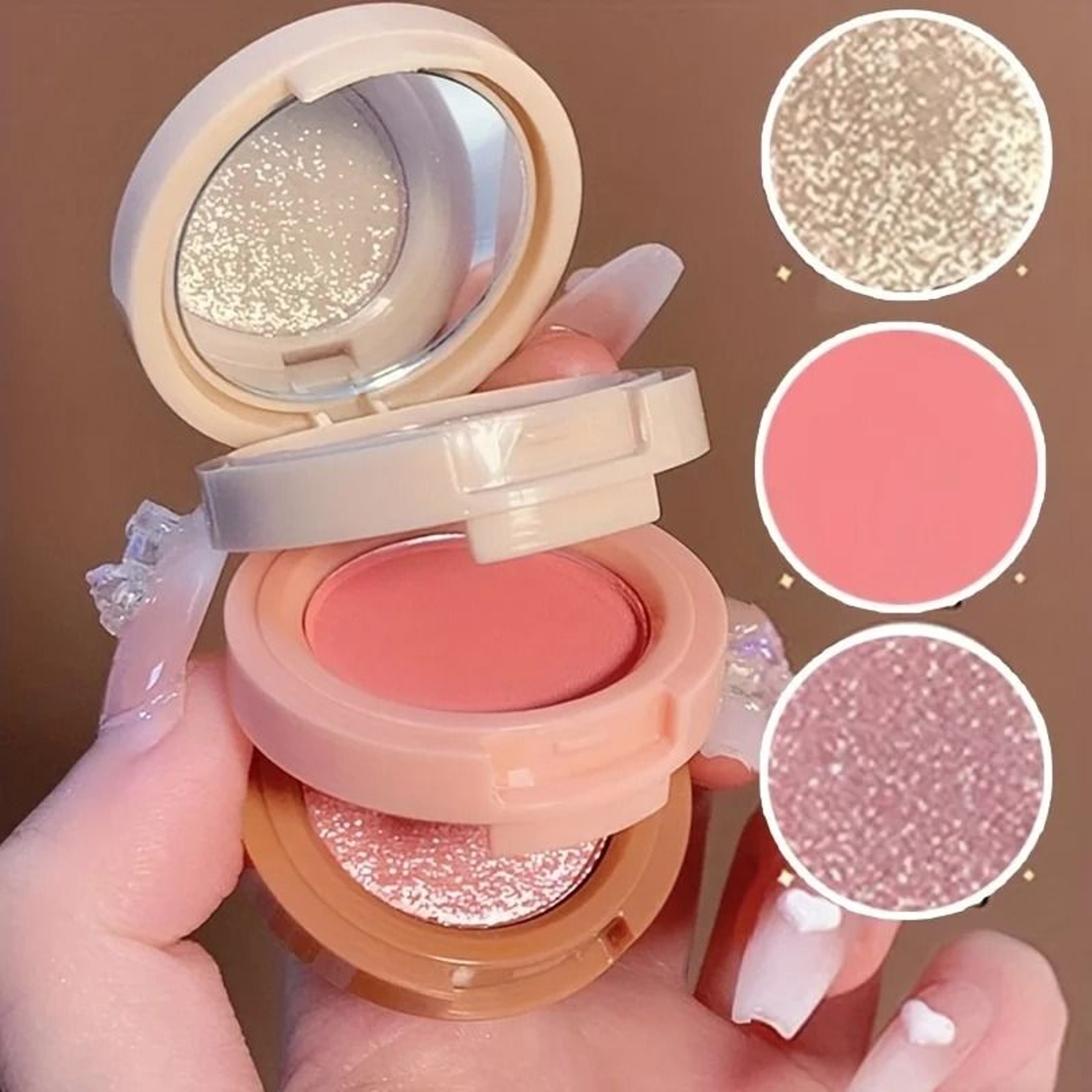 3in1 Professional Makeup Palette  3Layer Matte  Pearlescent Blush Highlighter And Contouring Set 0