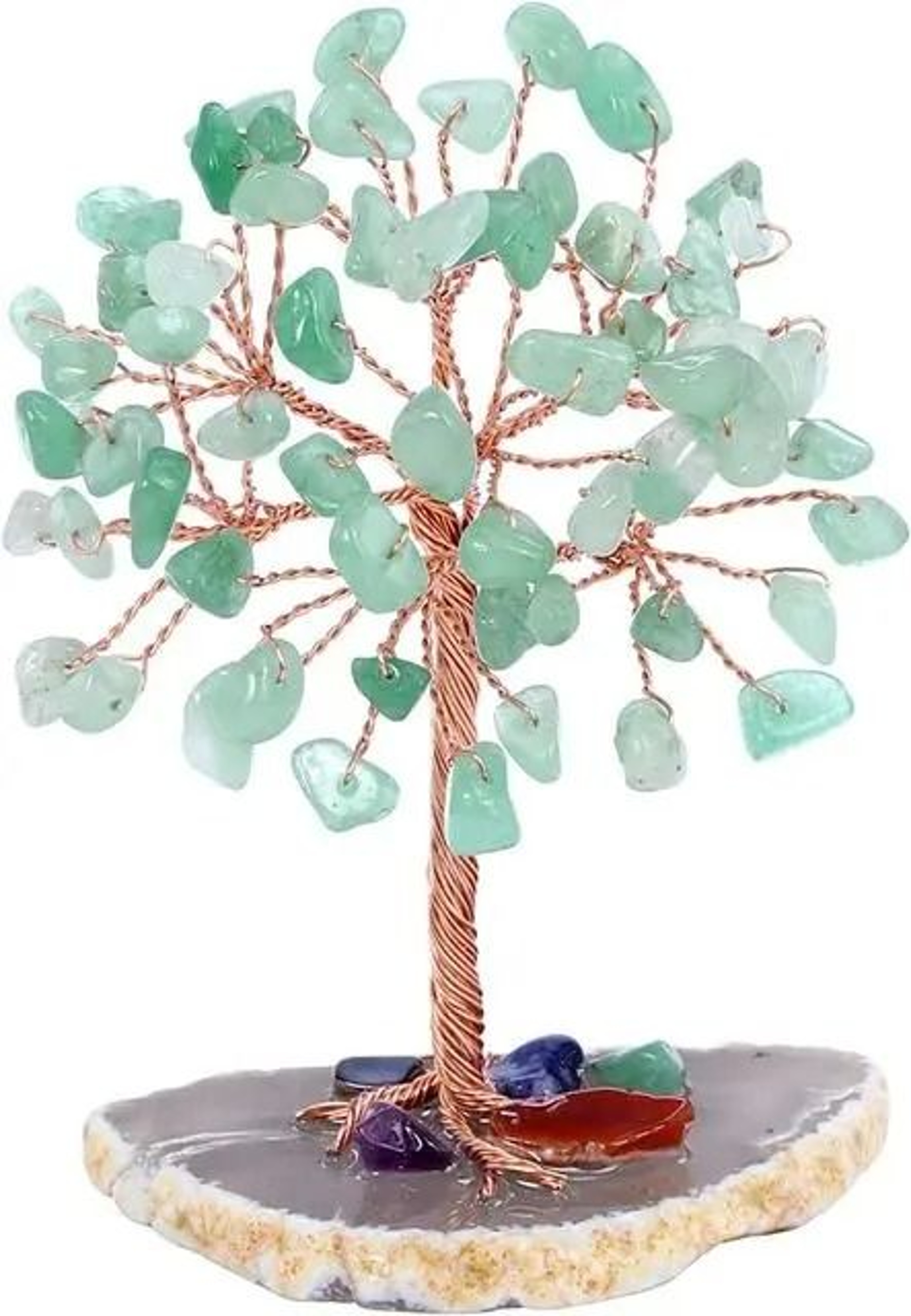 Super Mini Crystal Money Tree  Healing Gemstone Decor With Agate Slice Base 9