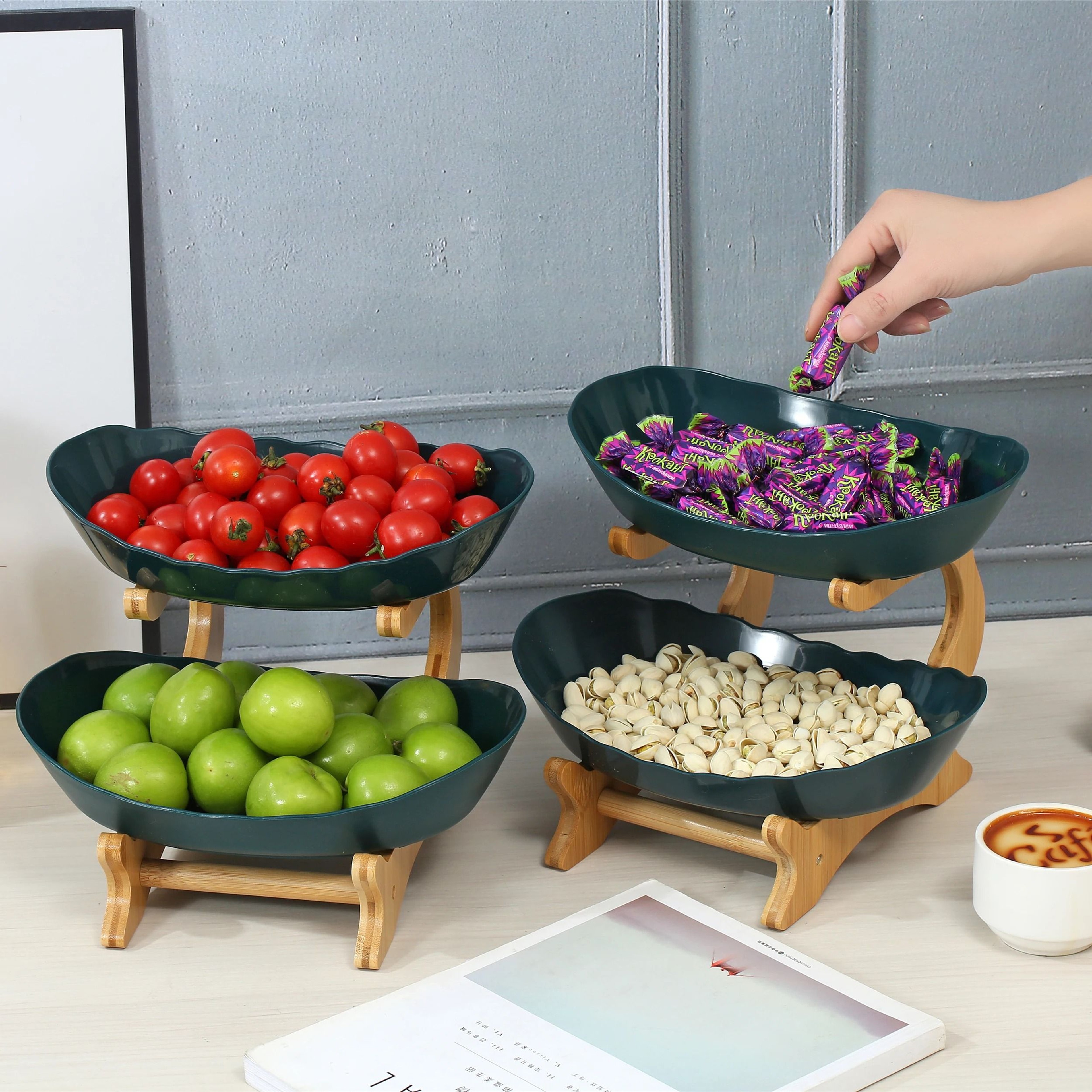 Elegant MultiLayer Fruit Plate  Creative Modern Snack Dish  Cake Stand 4