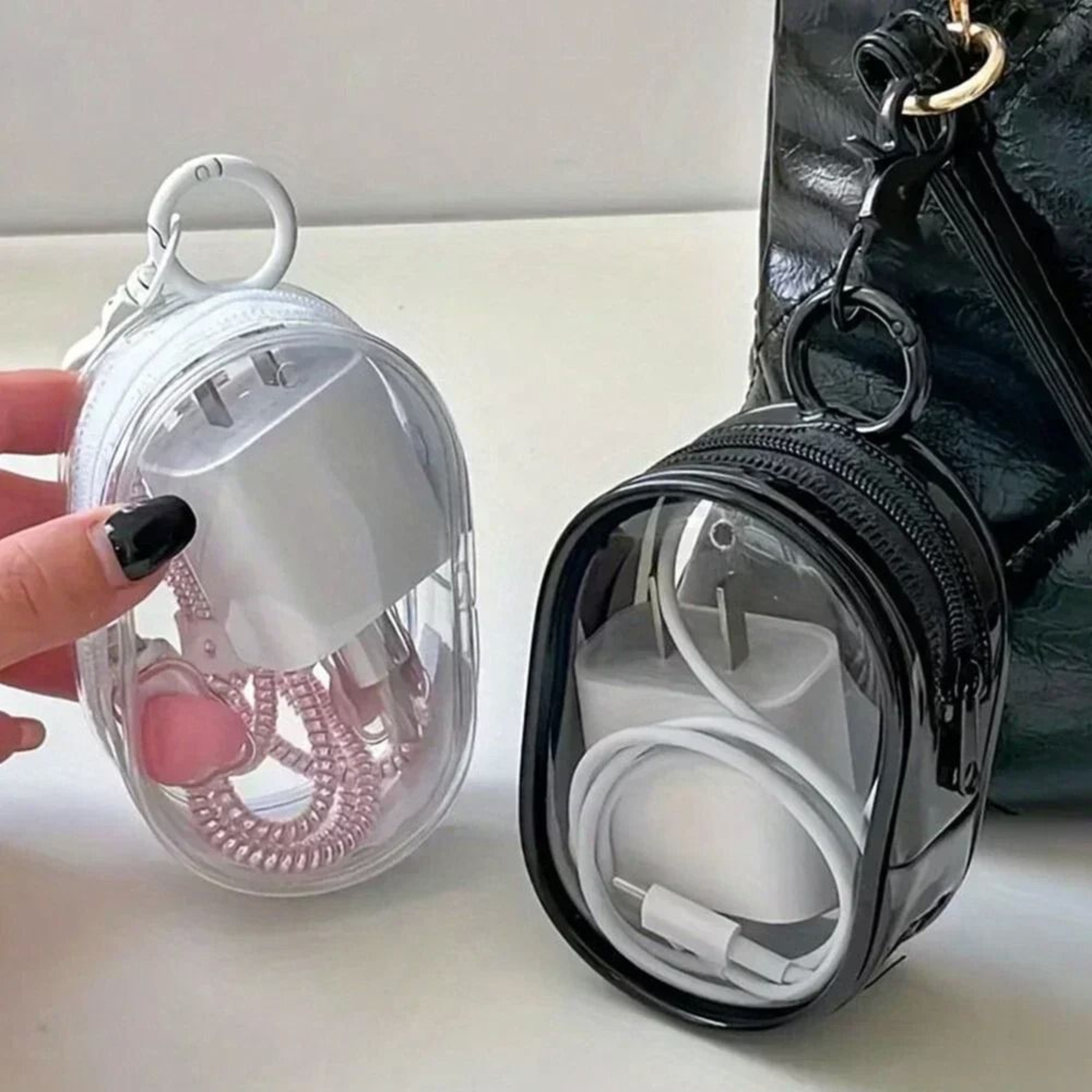 Portable Mini Transparent Storage Bag  Multifunctional Travel Organizer With Keychain 2