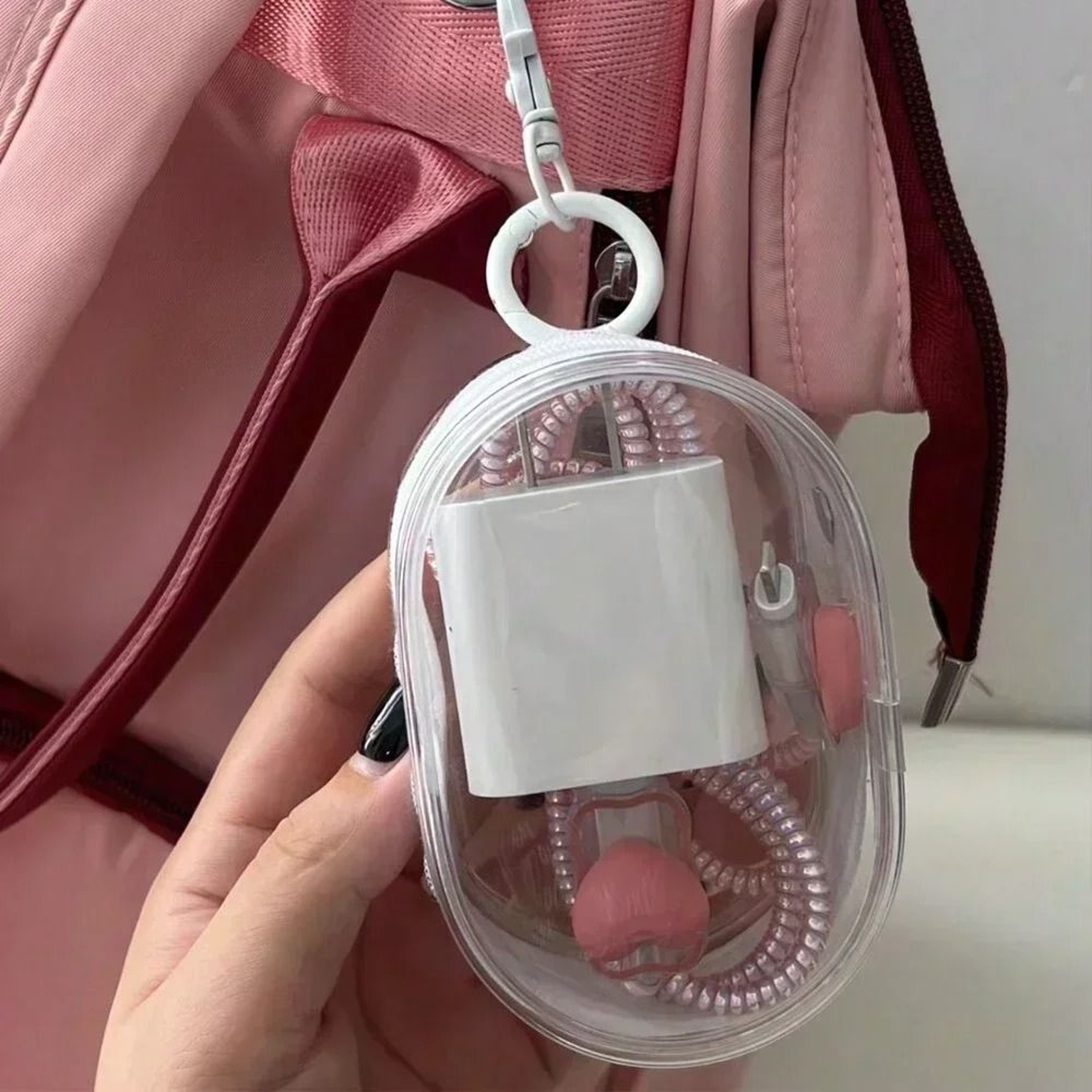 Portable Mini Transparent Storage Bag  Multifunctional Travel Organizer With Keychain 7