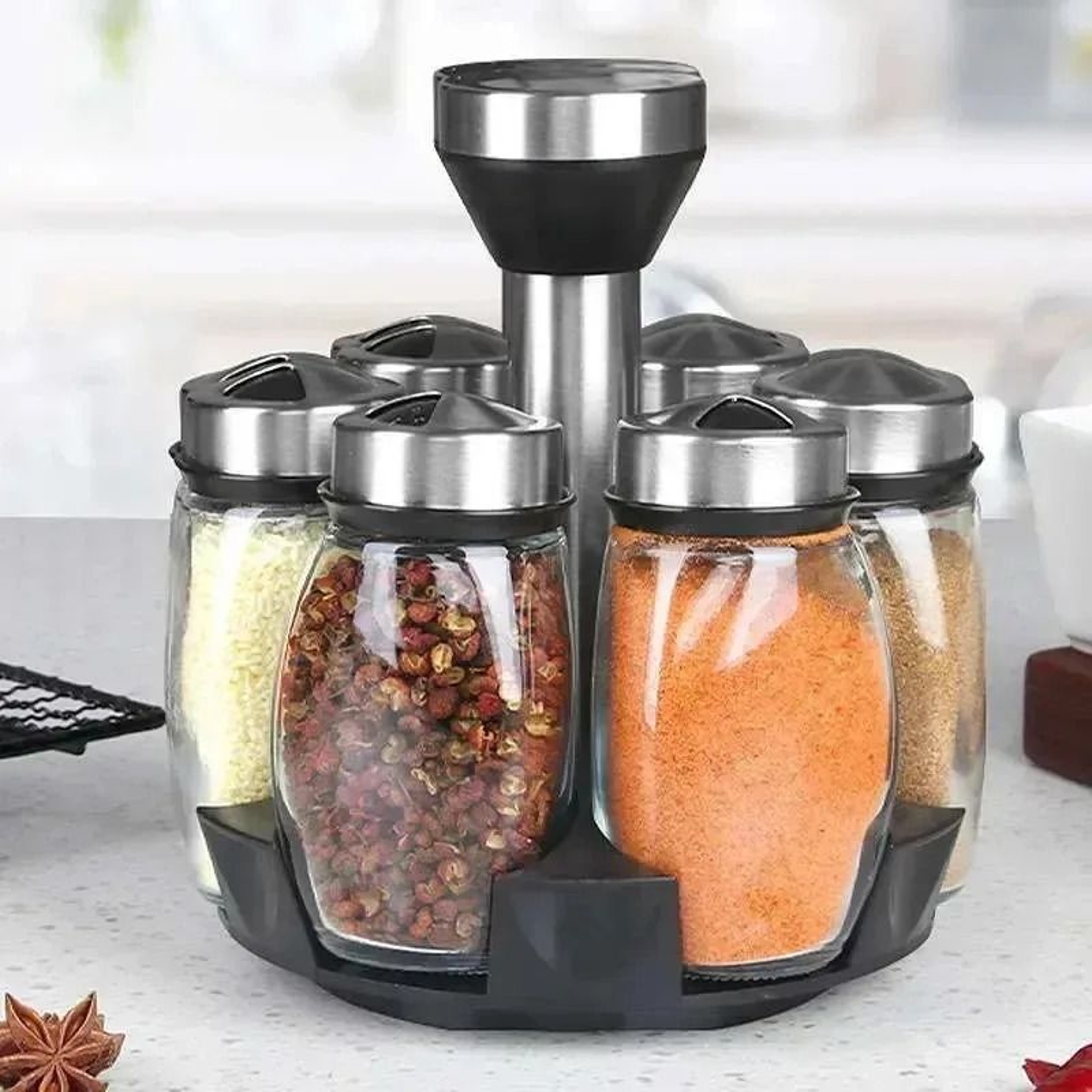 Glass Spice Bottle Set  Modern Kitchen Storage Containers With Organized Holder 0