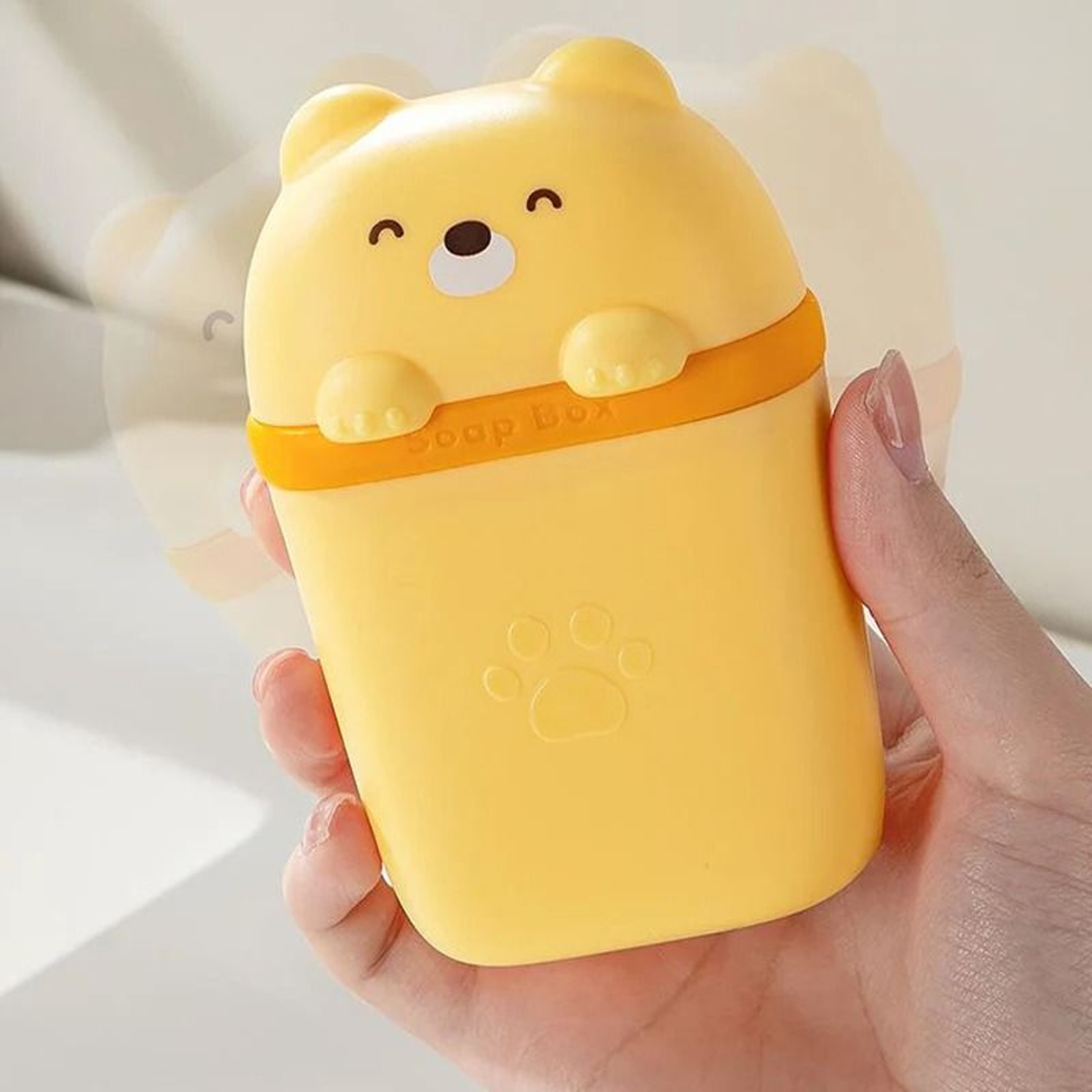 Cartoon Bear Portable Soap Dish  Waterproof Sealed Travel Storage Box 4