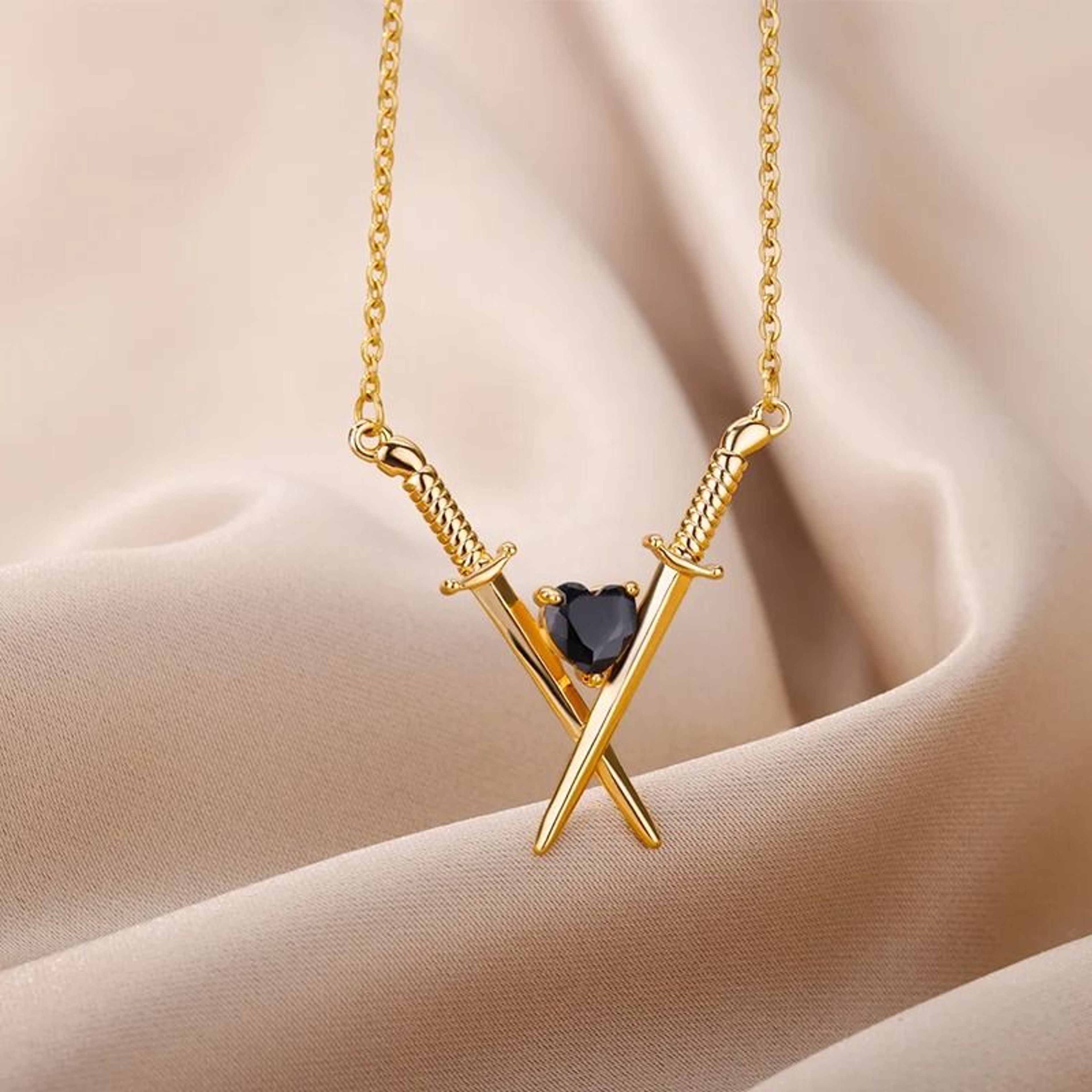 Vintage Gothic Sword And Heart Pendant Necklace  Stainless Steel Aesthetic Jewelry 0