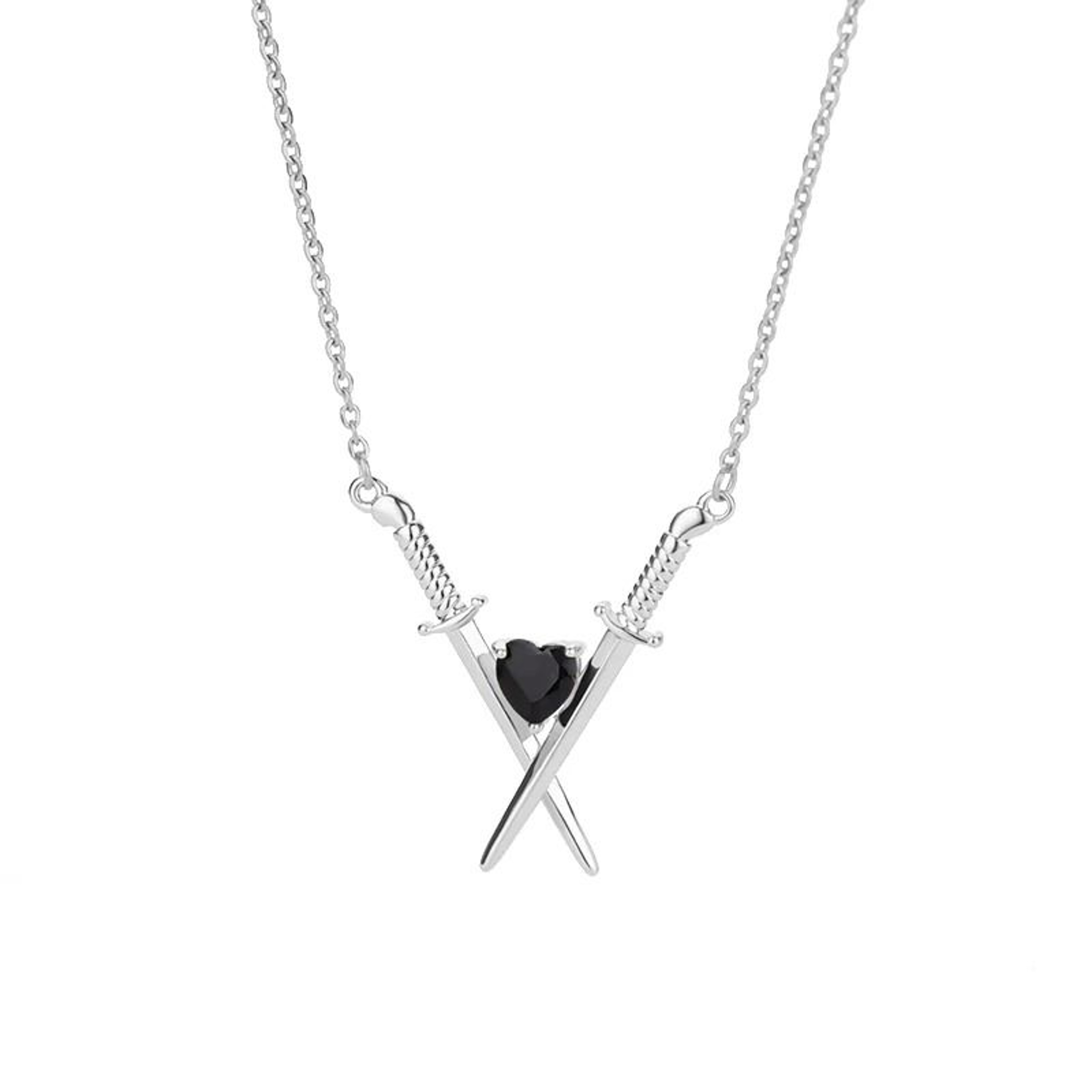 Vintage Gothic Sword And Heart Pendant Necklace  Stainless Steel Aesthetic Jewelry 7