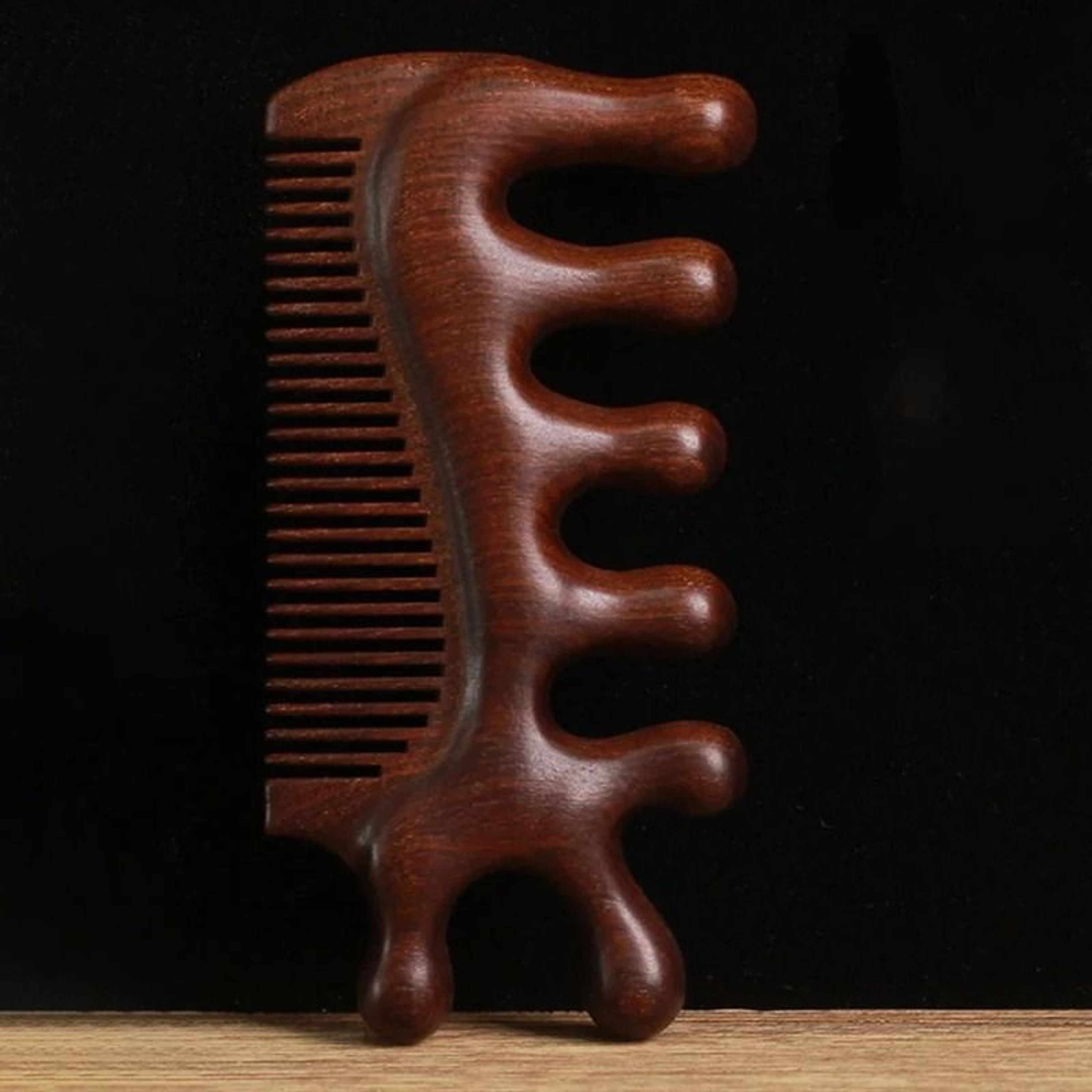Green Sandalwood Massage Comb  AntiStatic Scalp Meridian Relax Tool 1