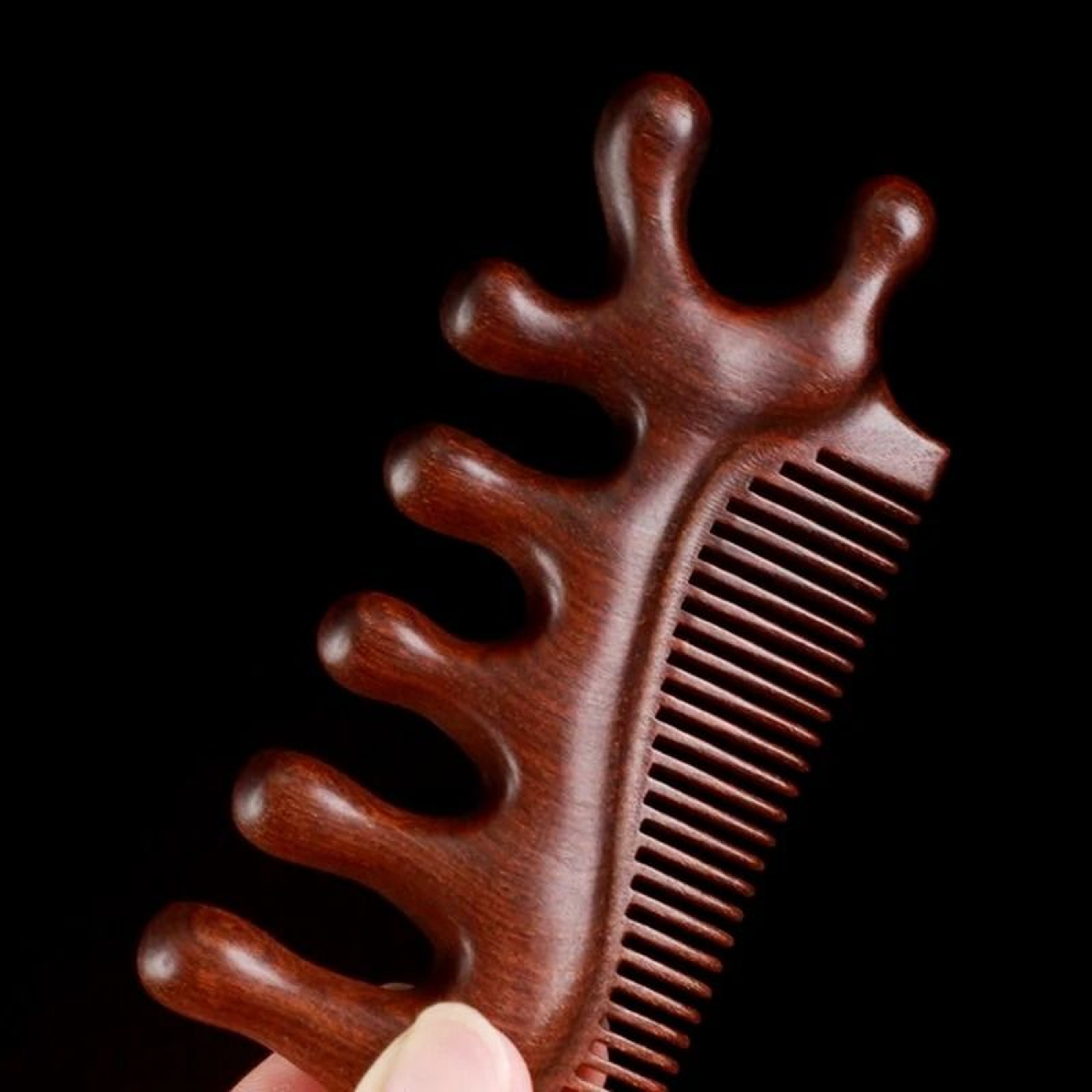Green Sandalwood Massage Comb  AntiStatic Scalp Meridian Relax Tool 2