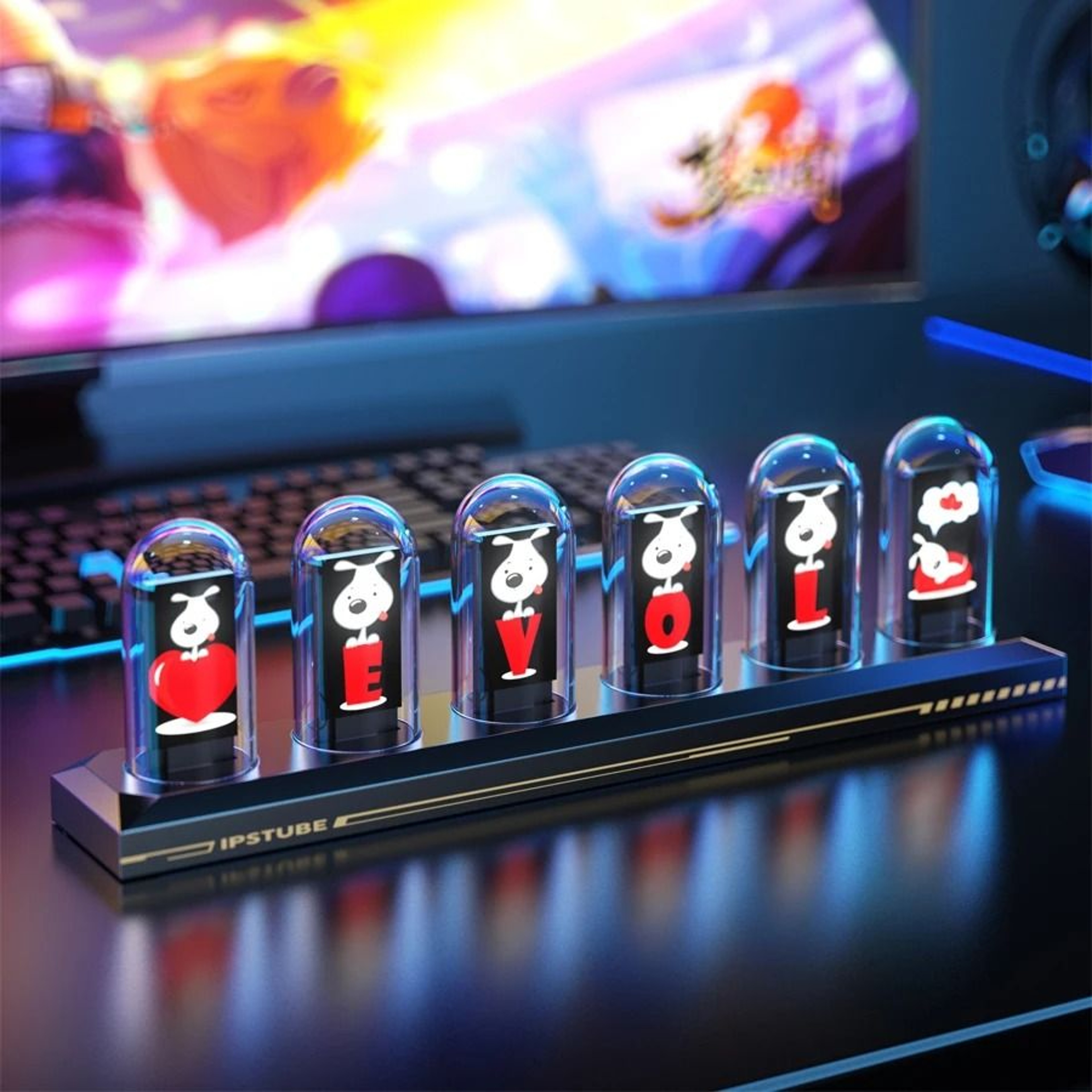 RGB Nixie Tube Clock  IPS Color Screen Analog Glow Digital Desktop Decor 7
