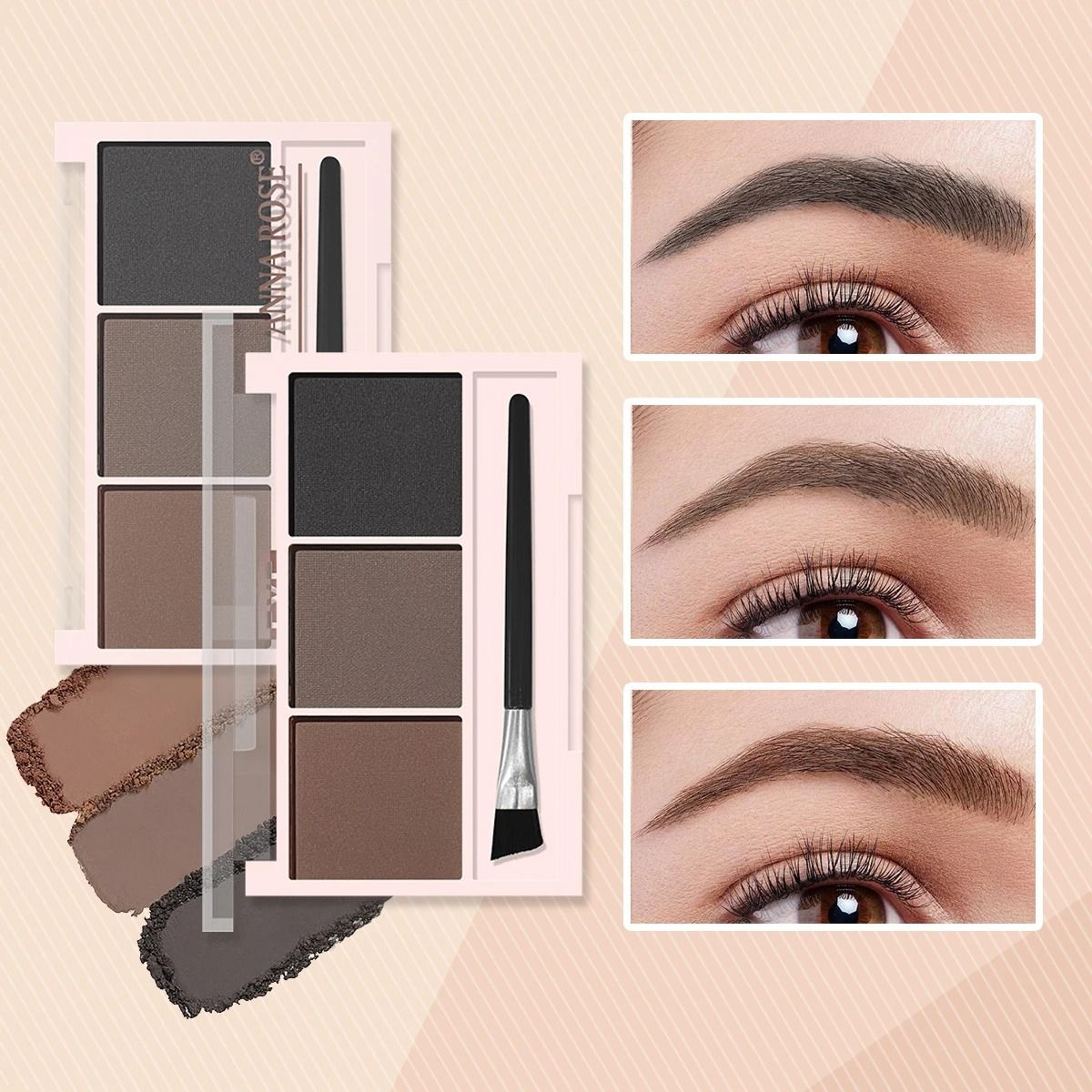 ThreeColor Eyebrow Powder Palette  Waterproof  LongLasting 3D Sculpting Kit 4