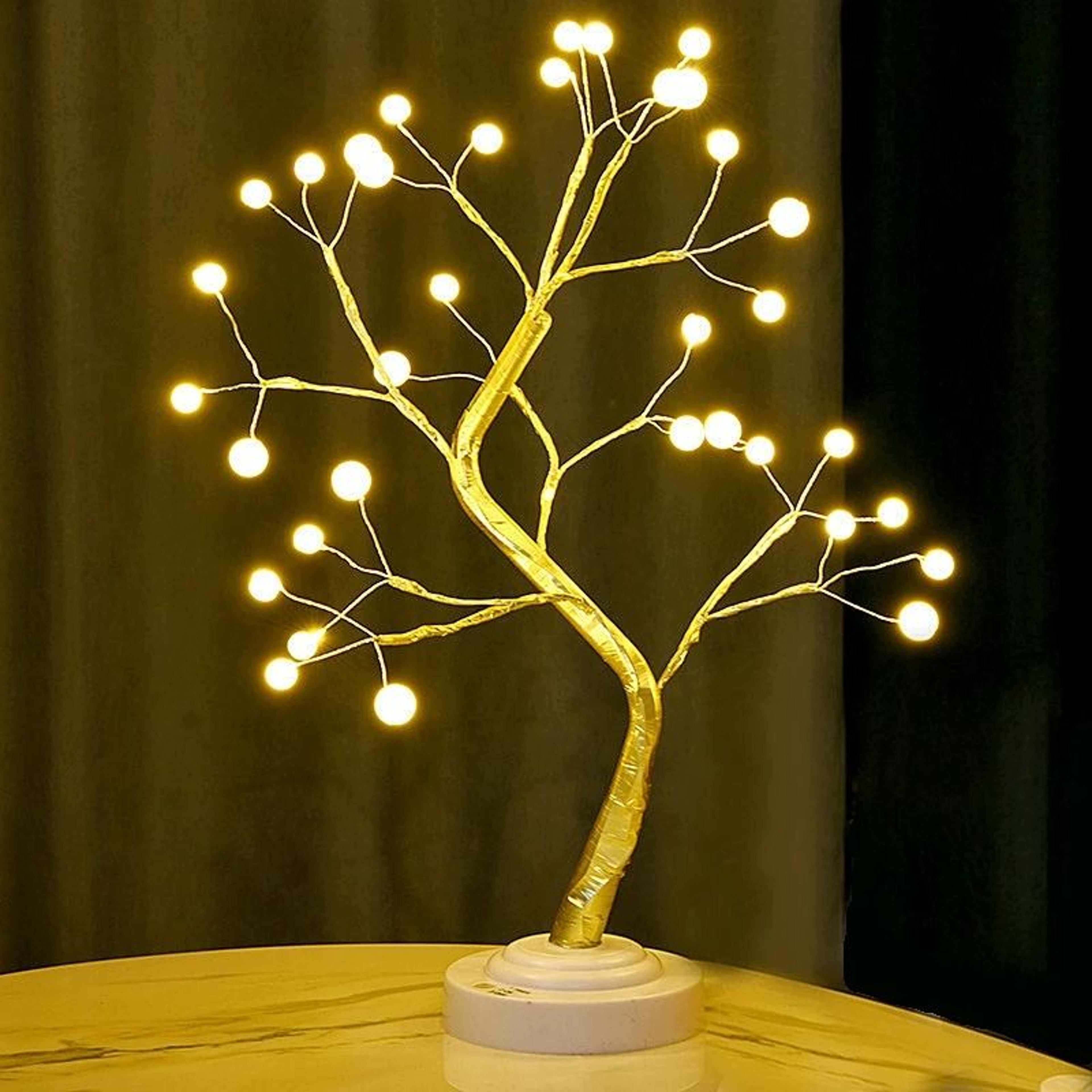 Artificial Bonsai Desktop Tree Lamp  USBBattery Powered LED Night Light 3