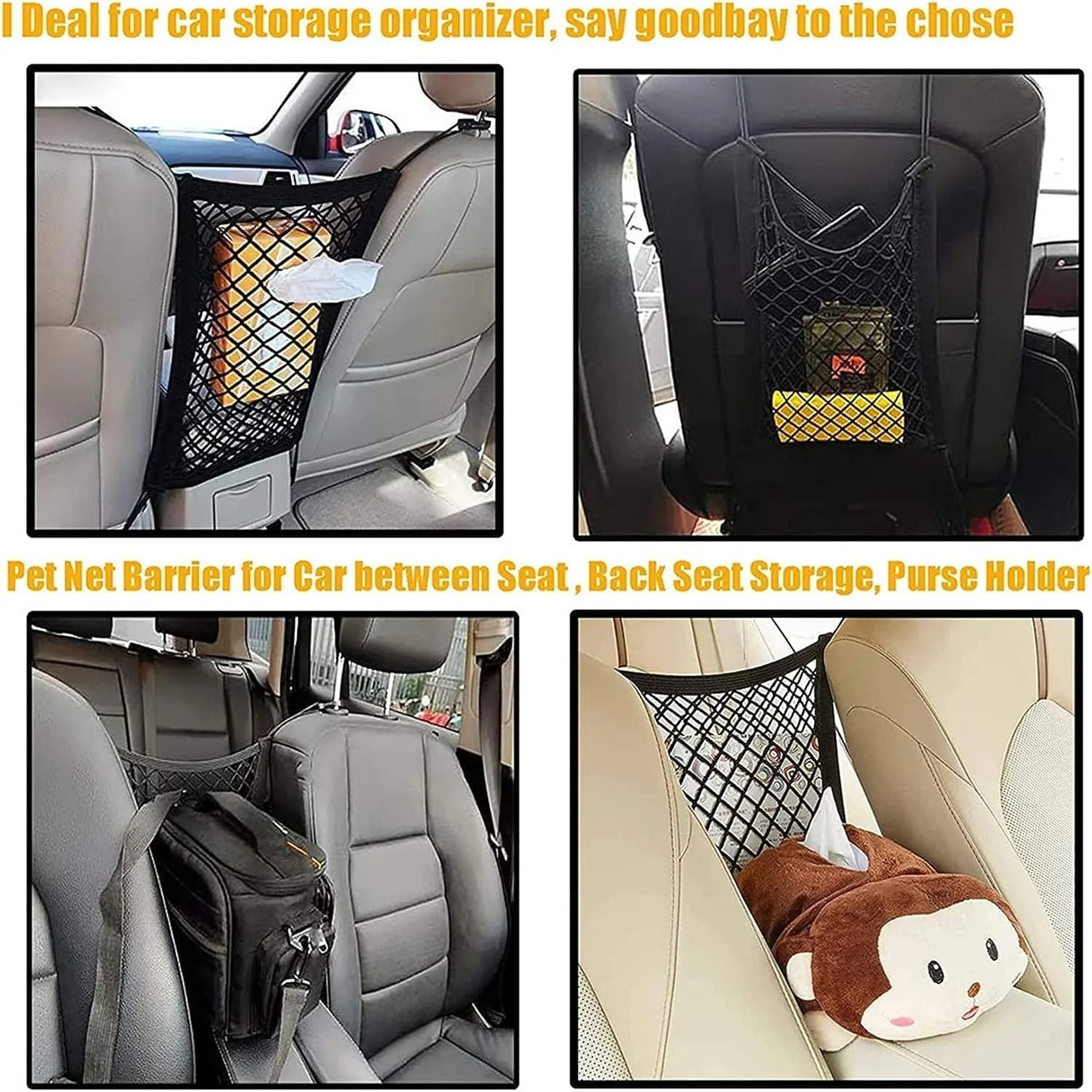Pet Car Barrier  Mesh Storage Bag  Back Seat Safety Protector For Dogs 5
