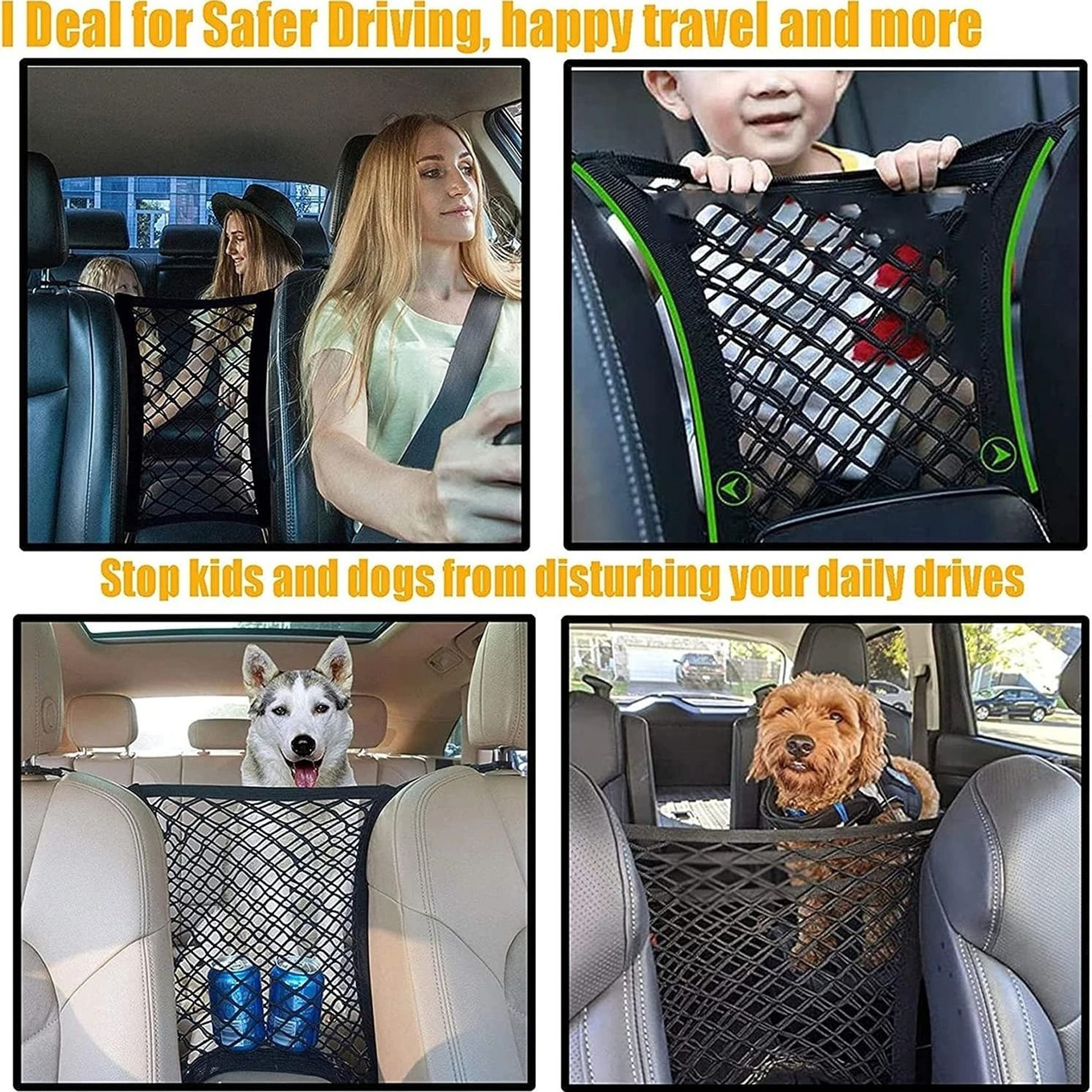 Pet Car Barrier  Mesh Storage Bag  Back Seat Safety Protector For Dogs 6
