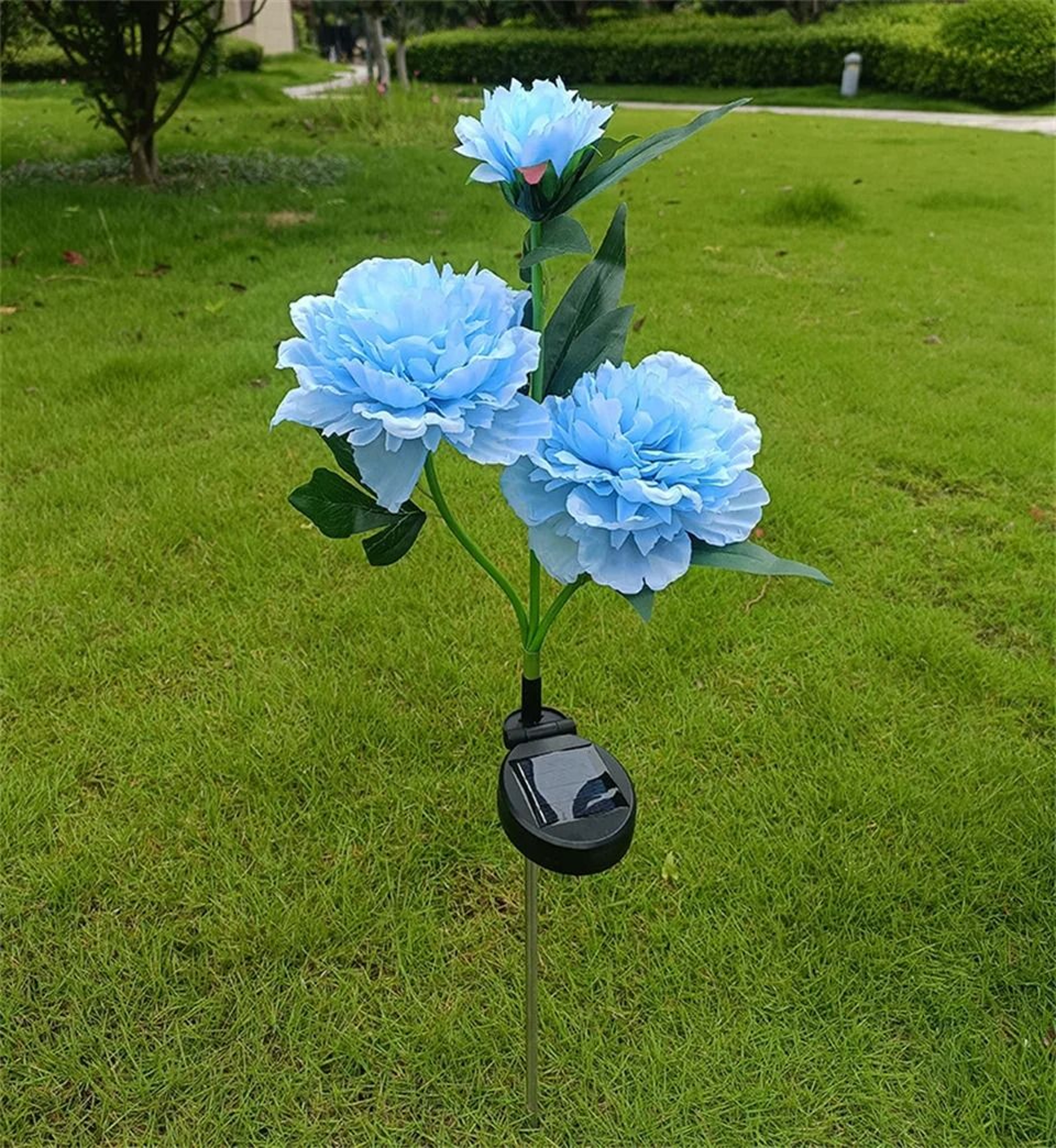 Solar Peony Garden Lights  3Head Waterproof Outdoor Pathway Decor 6