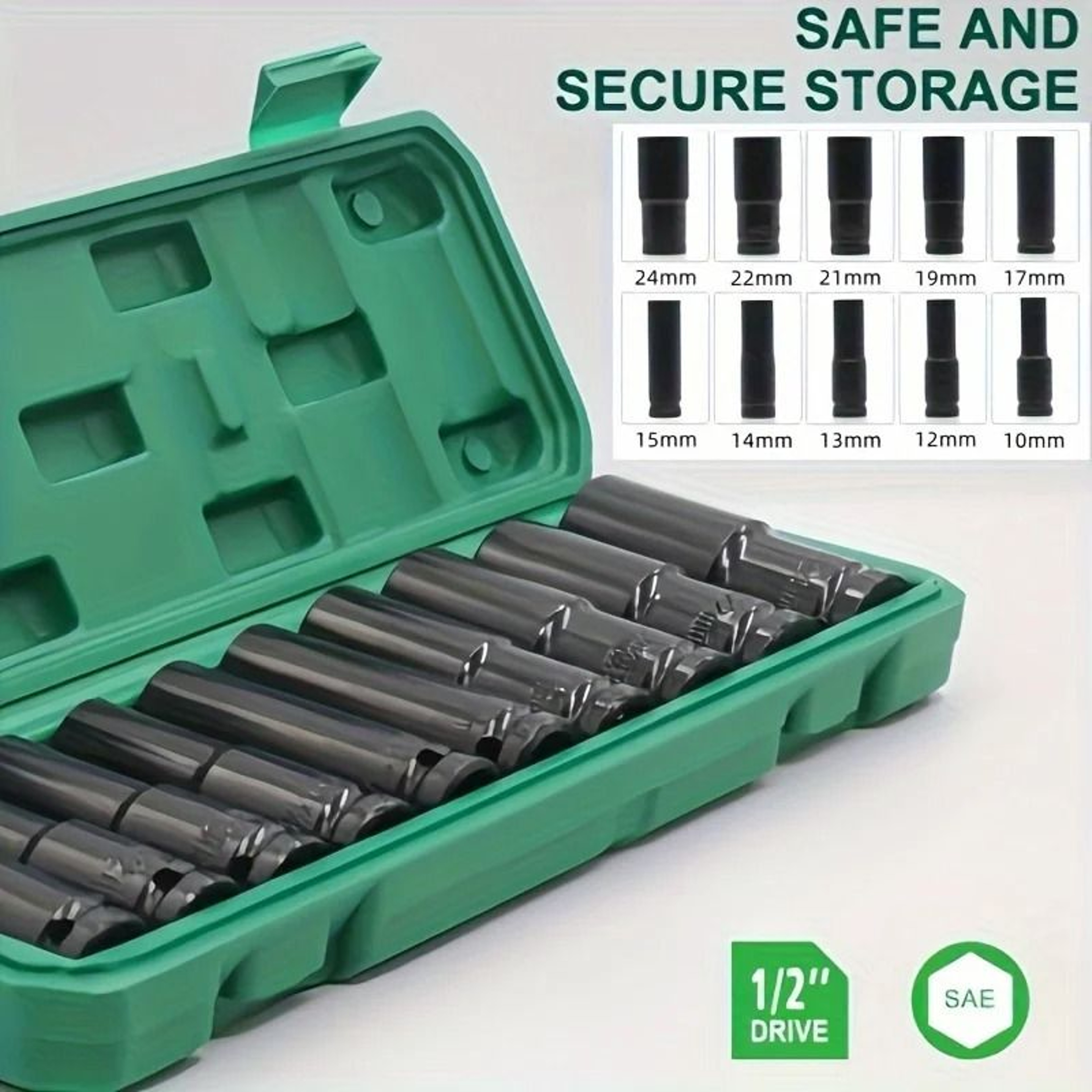 Drive Metric Impact Socket Set  HeavyDuty Deep Universal Socket Set For Pneumatic Tools 1