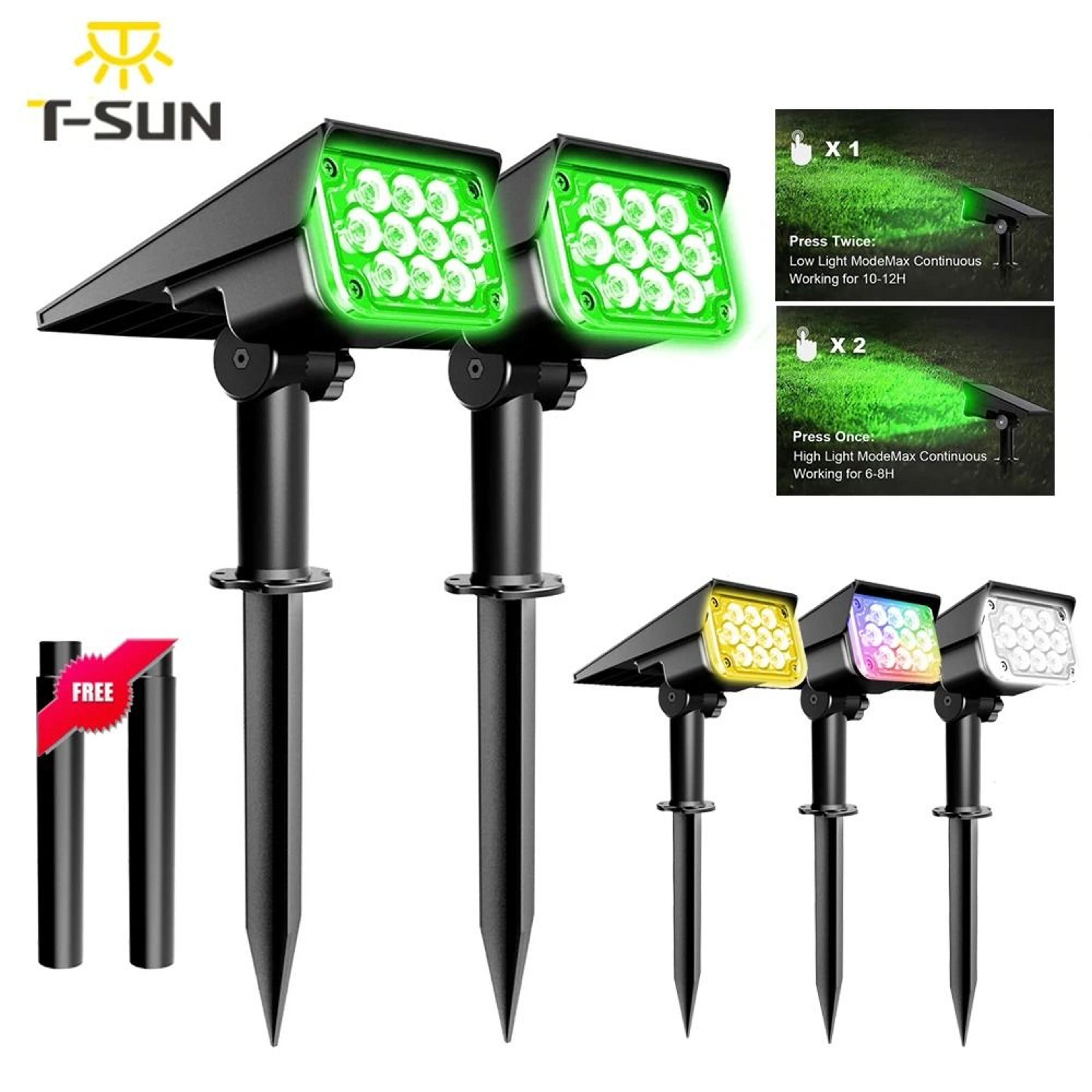 Solar Power Spotlight  Adjustable Temperature Outdoor Garden Light  IP65 Waterproof Lamp 0