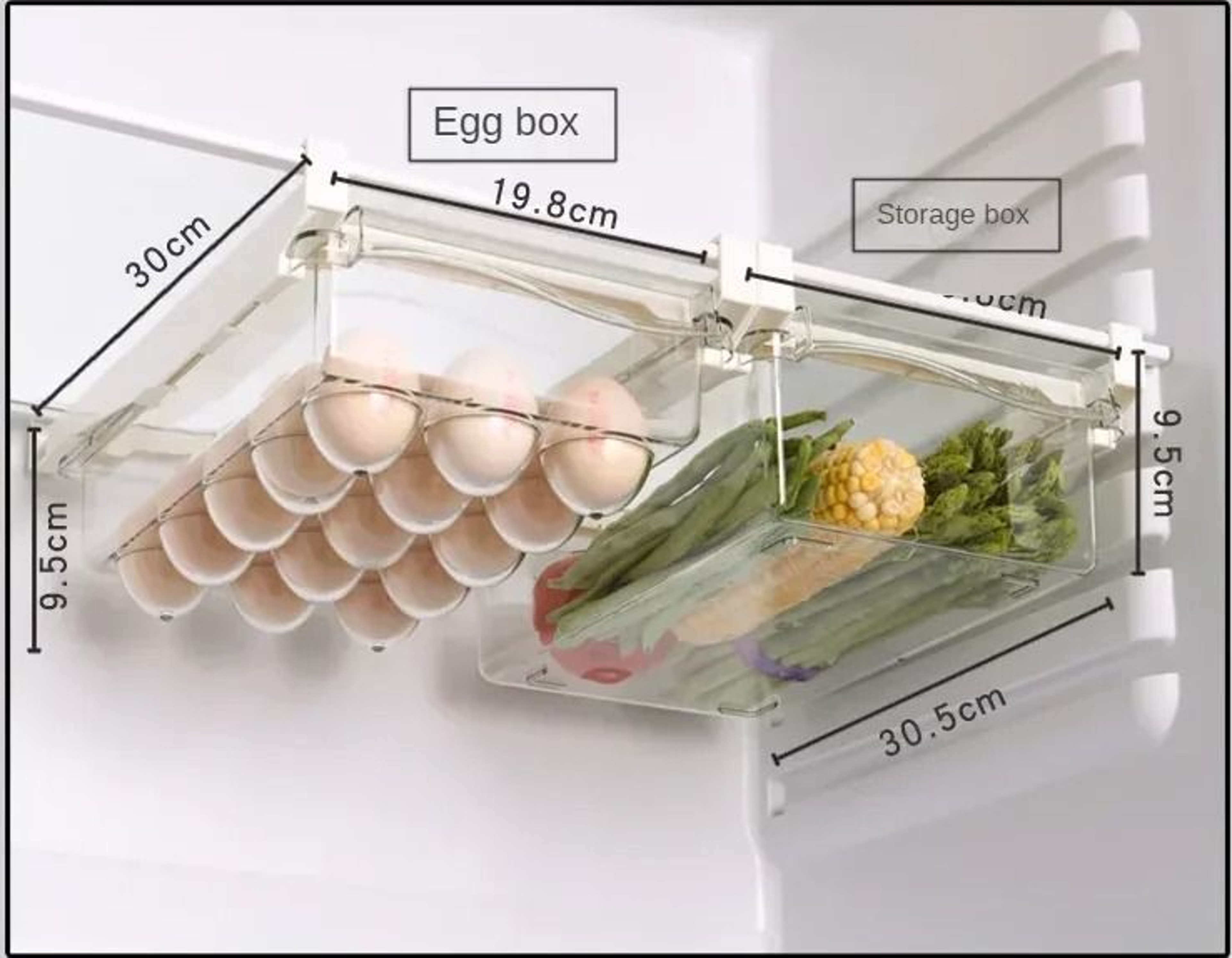 Refrigerator Drawer Style Food Storage Box  Sliding Plastic Cooking Container  Shelf Support Organi 5