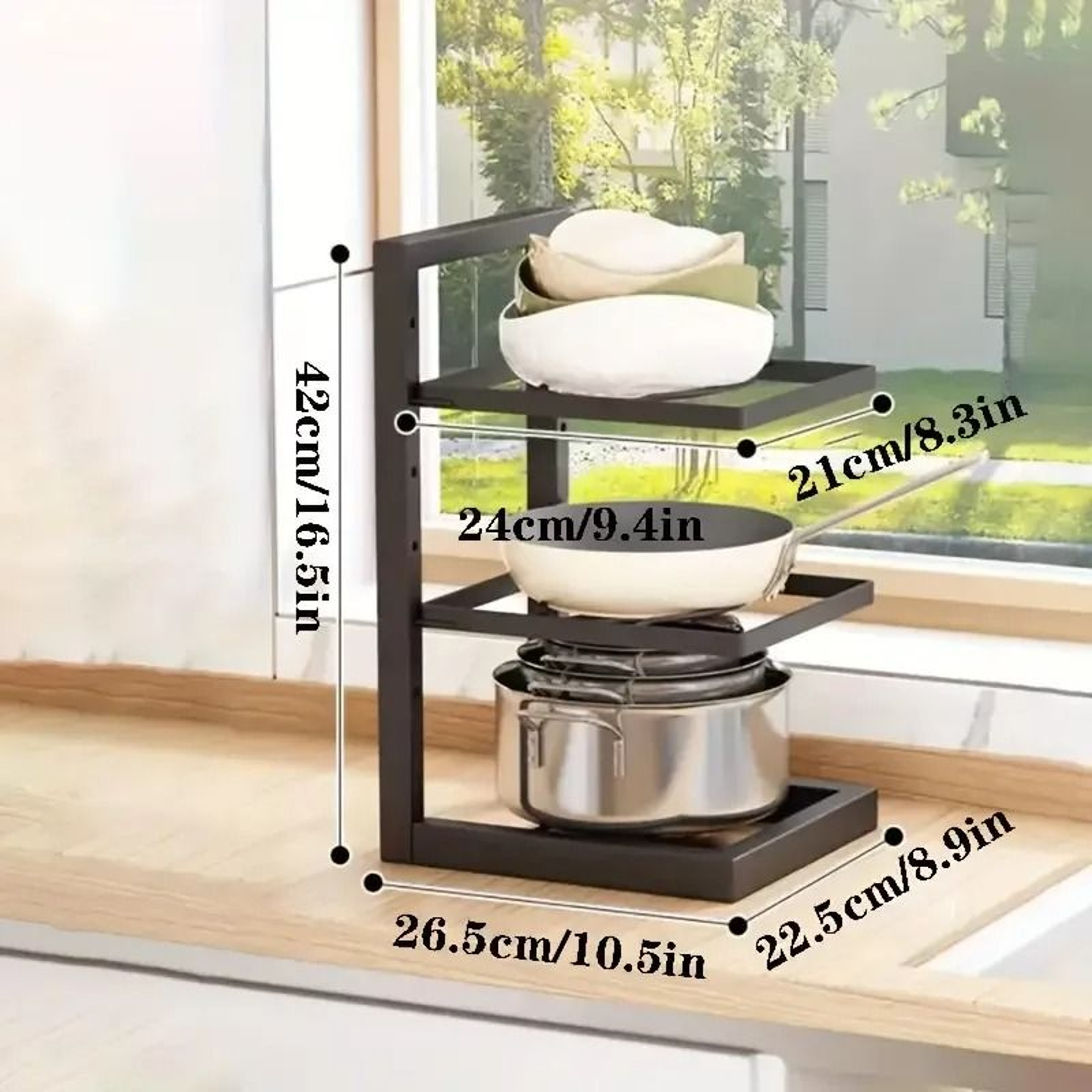 HeightAdjustable Pot  Pan Storage Rack  HeavyDuty 34 Layer Stainless Steel Cabinet Organizer 7