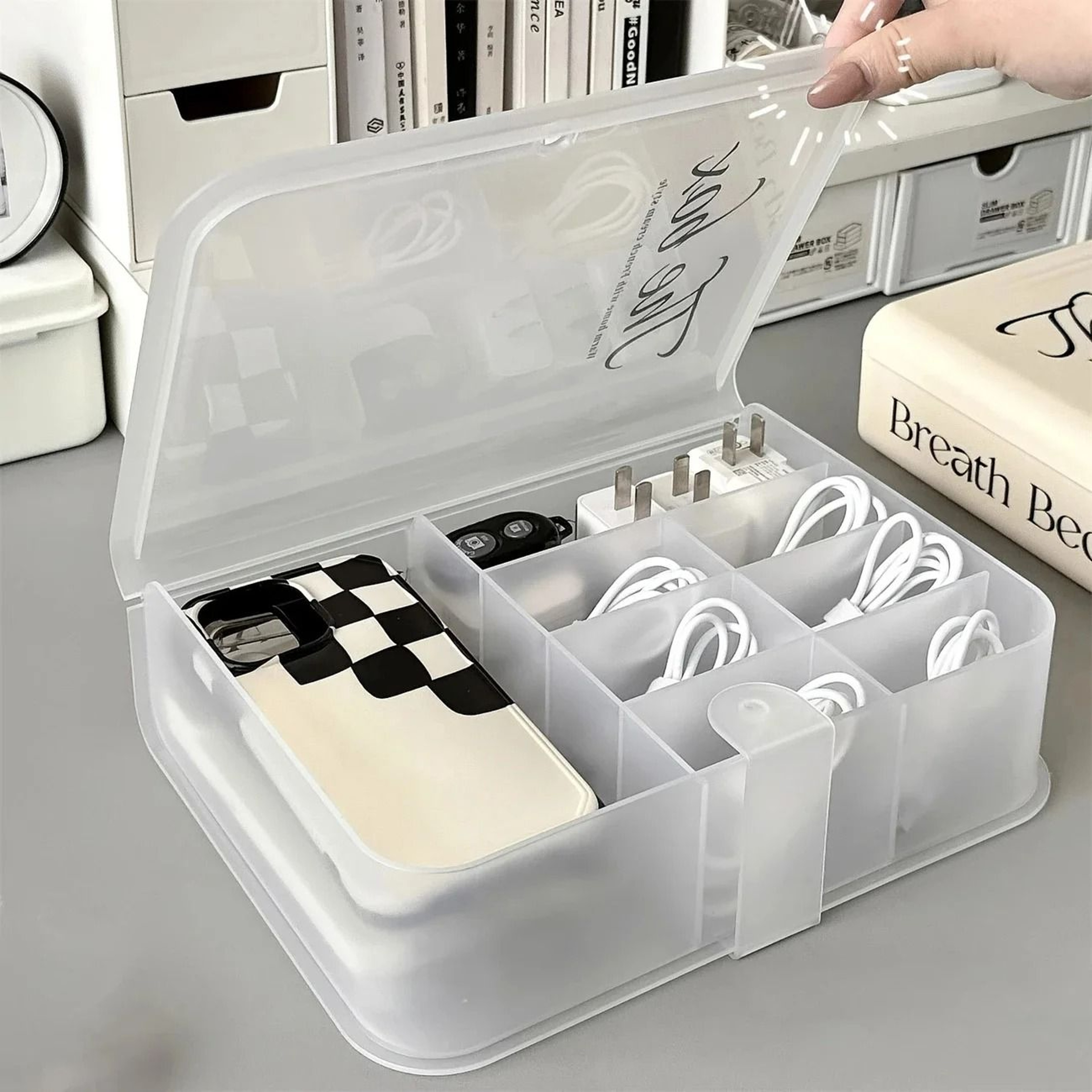 Power Cord Organizer  Desktop Cable Management  Data Cable Storage Box 1